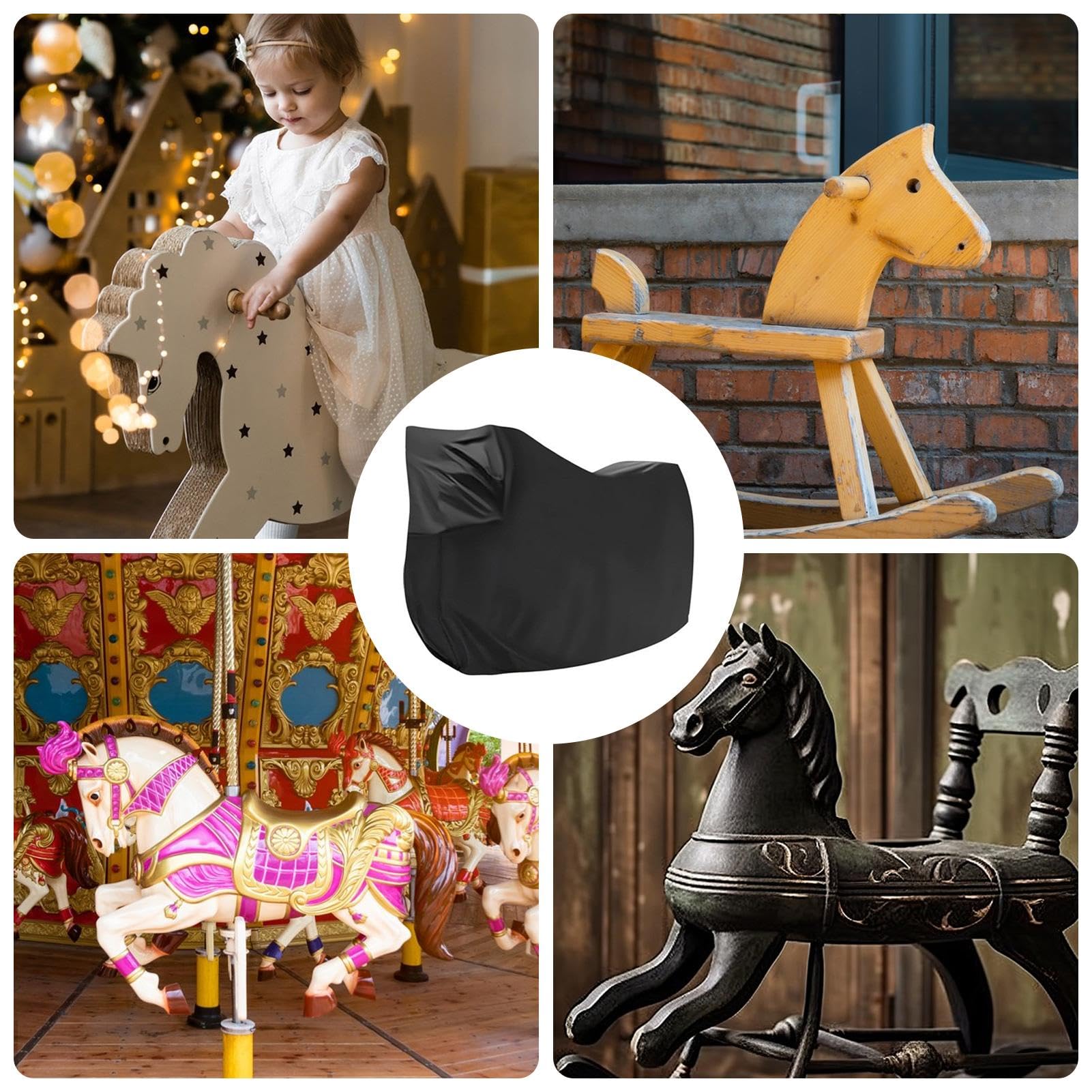 Housse Protection Cheval De Jardin Imperméable - Bâche PVC Cheval Bois Avec Cordon Élastique