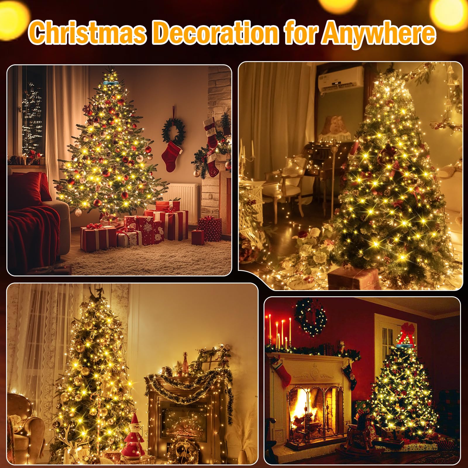Auriostar Guirlande Lumineuse Sapin de Noel, 2.5m x 12 Guirlande Lumineuse Sapin étanche IP44, 300 LED 8 Modes Guirlandes Lumière pour Exterieure, Intérieur, Décoration Noël, Jardin (Blanc Chaud)