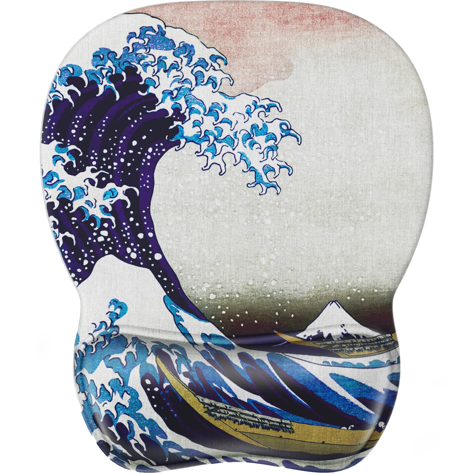 MROCO Ergonomic Mouse Pad with Gel Wrist Rest, Great Wave Design, 9.4 x 8.1 inches - main product image