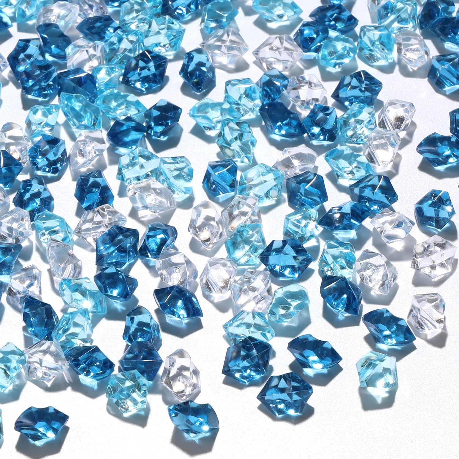 850PCS Blue Mixed Acrylic Fake Gems, Crushed Ice Rocks, Fake Diamonds