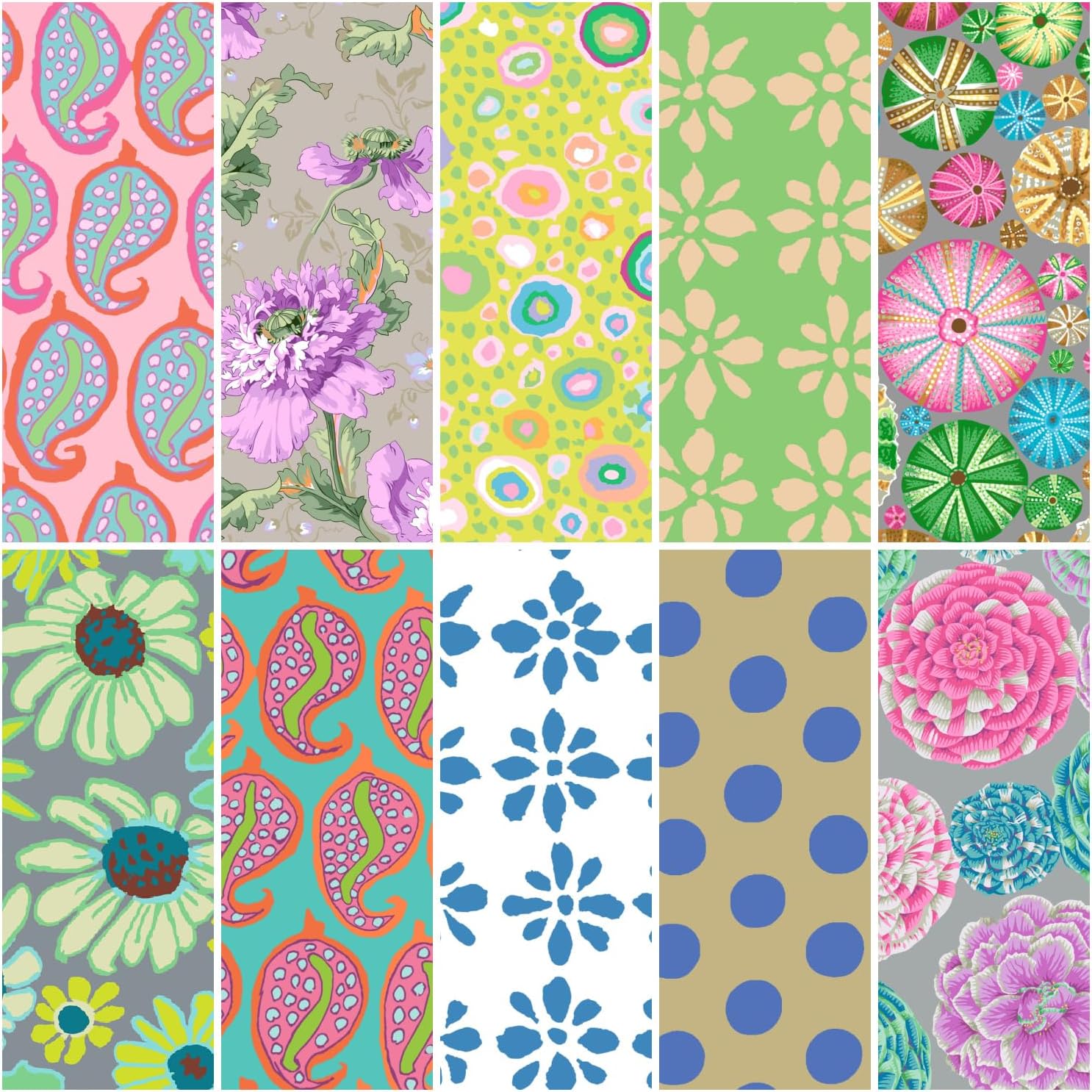 Kaffe Fassett Collective August 2024 Light 10 Fat Quarters FreeSpirit Fabrics