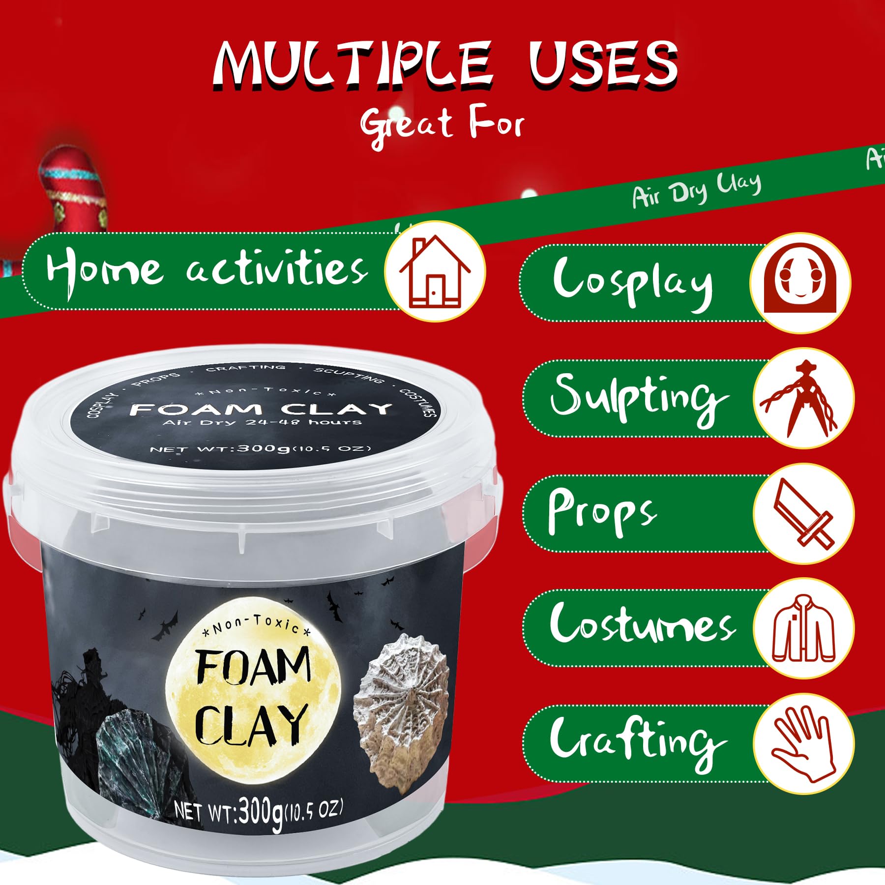 Grey Moldable Cosplay Foam Clay (300 Gram) Air Dry Clay - High Density and Perfect for Intricate Designs | Figures | Masks | Craft Projects | Great for Cutting with Tools, Sanding or Shaping