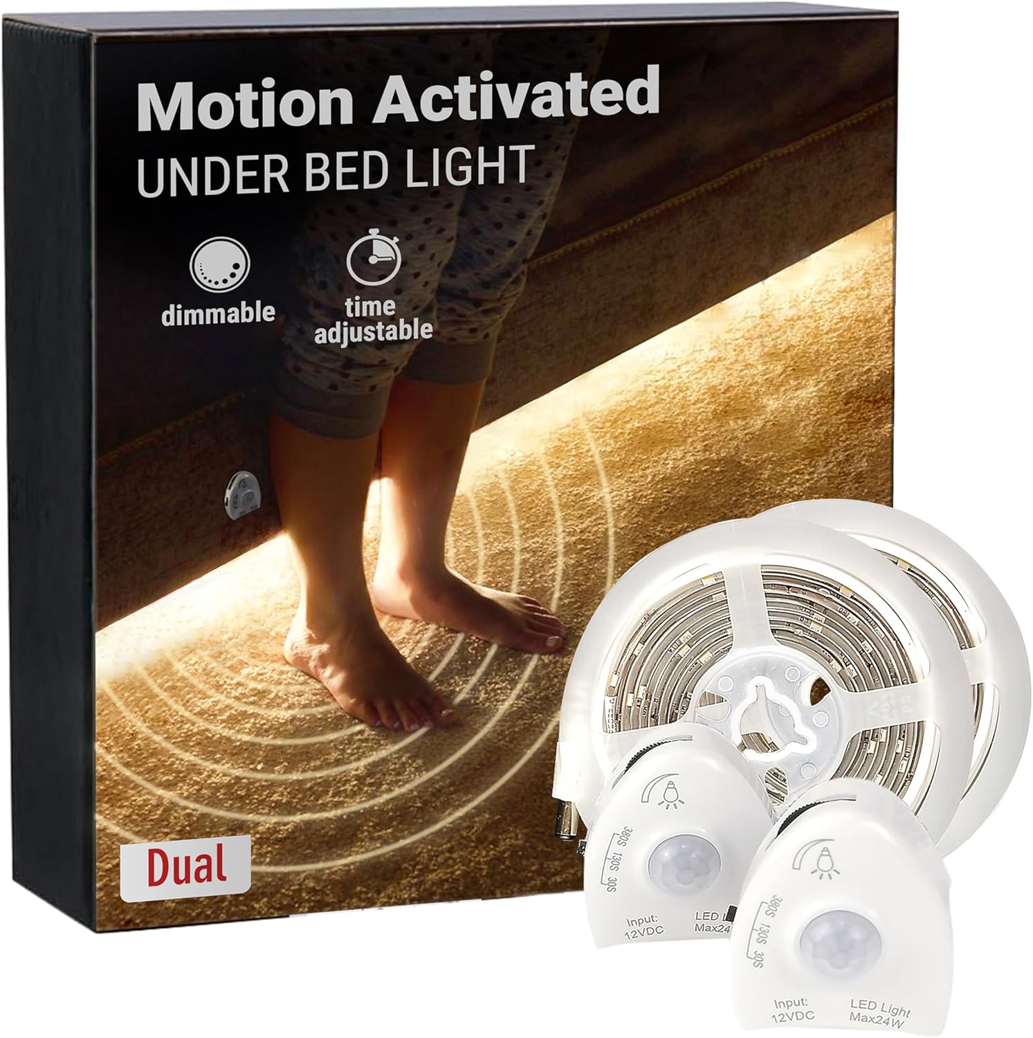 illumiForce Under Bed Lights Motion Sensor, Motion Activated Bed