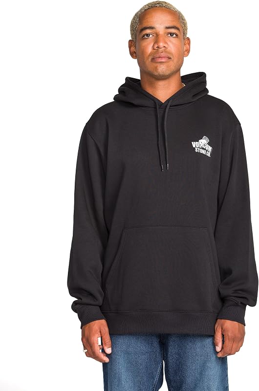 Men's Pullover Logo Fleece Hooded Sweatshirt – Soft Brushed Interior, Classic Fit, Kangaroo Pocket, Ribbed Cuffs & Hem