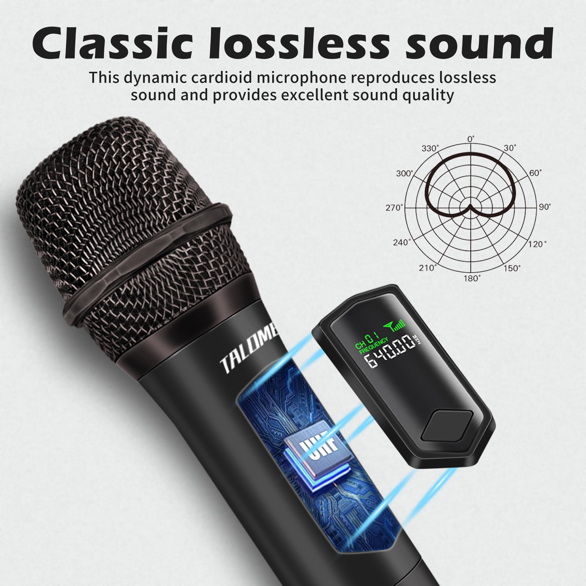 talomen 2.4GHz Professional Wireless Microphone, Quad Handheld Dynamic Mic System with Rechargeable Receiver, 160ft Range - Image 2