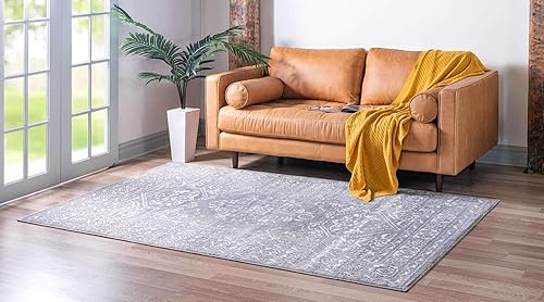 Miniatura 3 de Unique Loom Boston Collection - Alfombra de área con medallón (7 pies 10 pulgadas x 10 pies, rectangular, grismarfil)