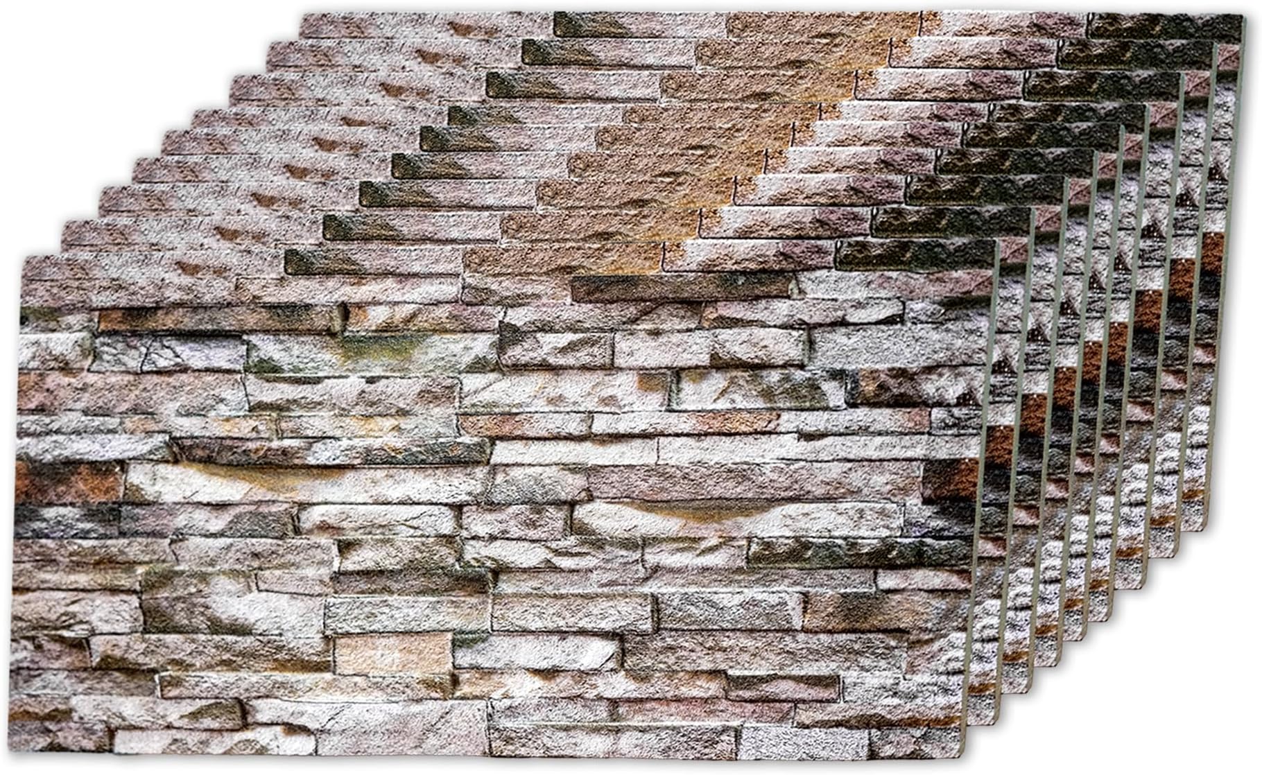 3D Faux Brick Wall Panels – Lightweight Styrofoam Cladding for Interior & Exterior Use | DIY Decorative Panels | 9 Pack (40"x20") | Ideal for Living Room, Kitchen, Outdoor Walls Gemstone