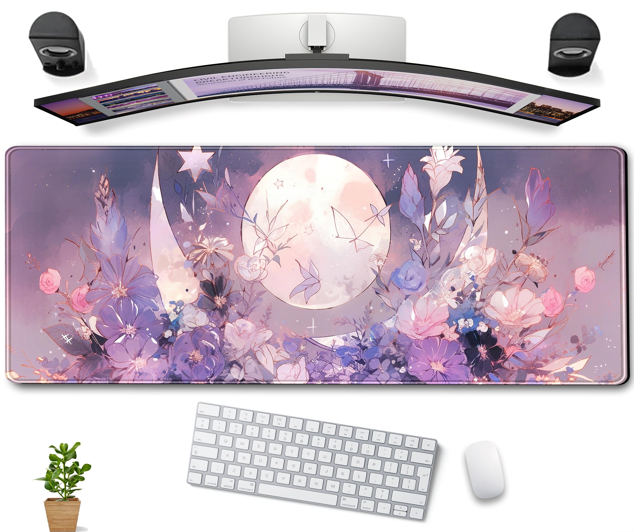 Tapis De Souris Rond 20 Cm - Motif Orchidée Violet - Base Antidérapante En Caoutchouc - Pour Bureau & Jeu - 7