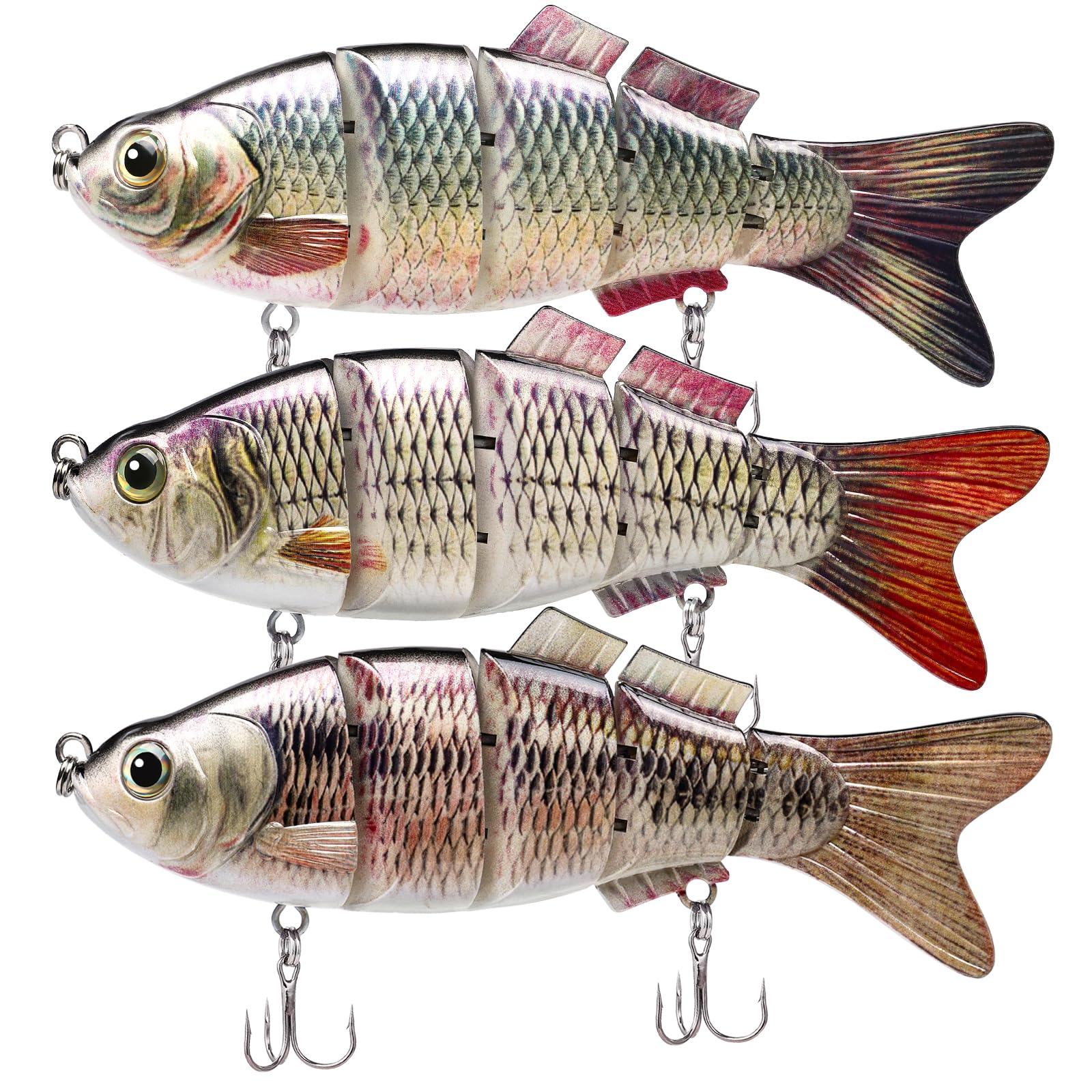 TRUSCEND Swimmax Easy Catch Fishing Lures with BKK Hooks, Wiggling, Vibrating, Rattling and Gurgling for More Bite, Heavy-Duty Dyneema Fiber Jointed Swimbaits for Bass, Trout, Walleye, Crappie, Pike