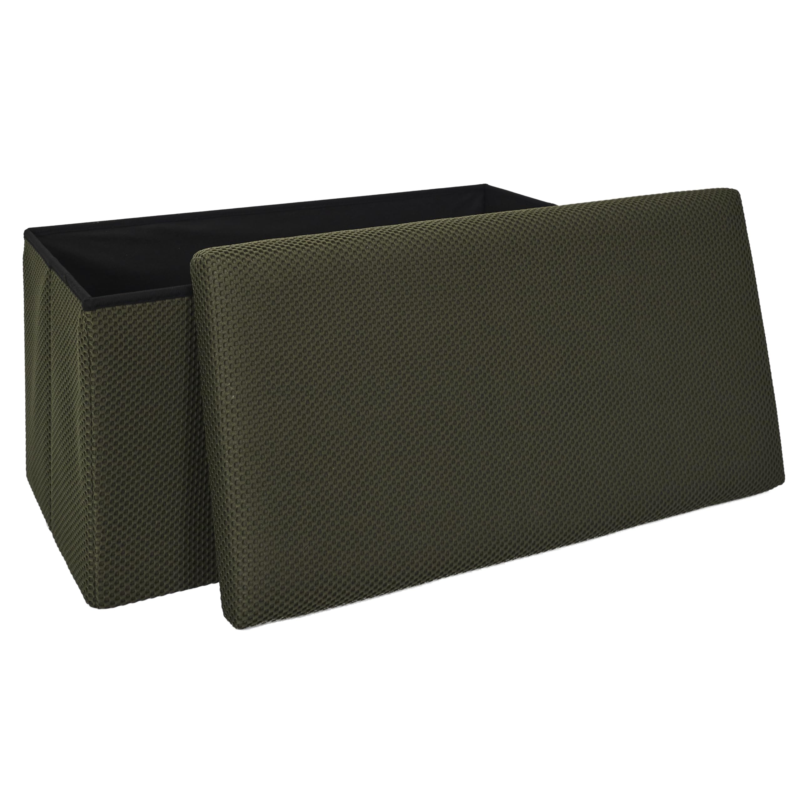 HOME DECO FACTORY Coffre Banc Pliable Multifonction Rangement Assise Kaki | Tissu, coffre banc pliable, multifonctionnel, rangement et assise, salon ou chambre, 76x38x38 cm, kaki