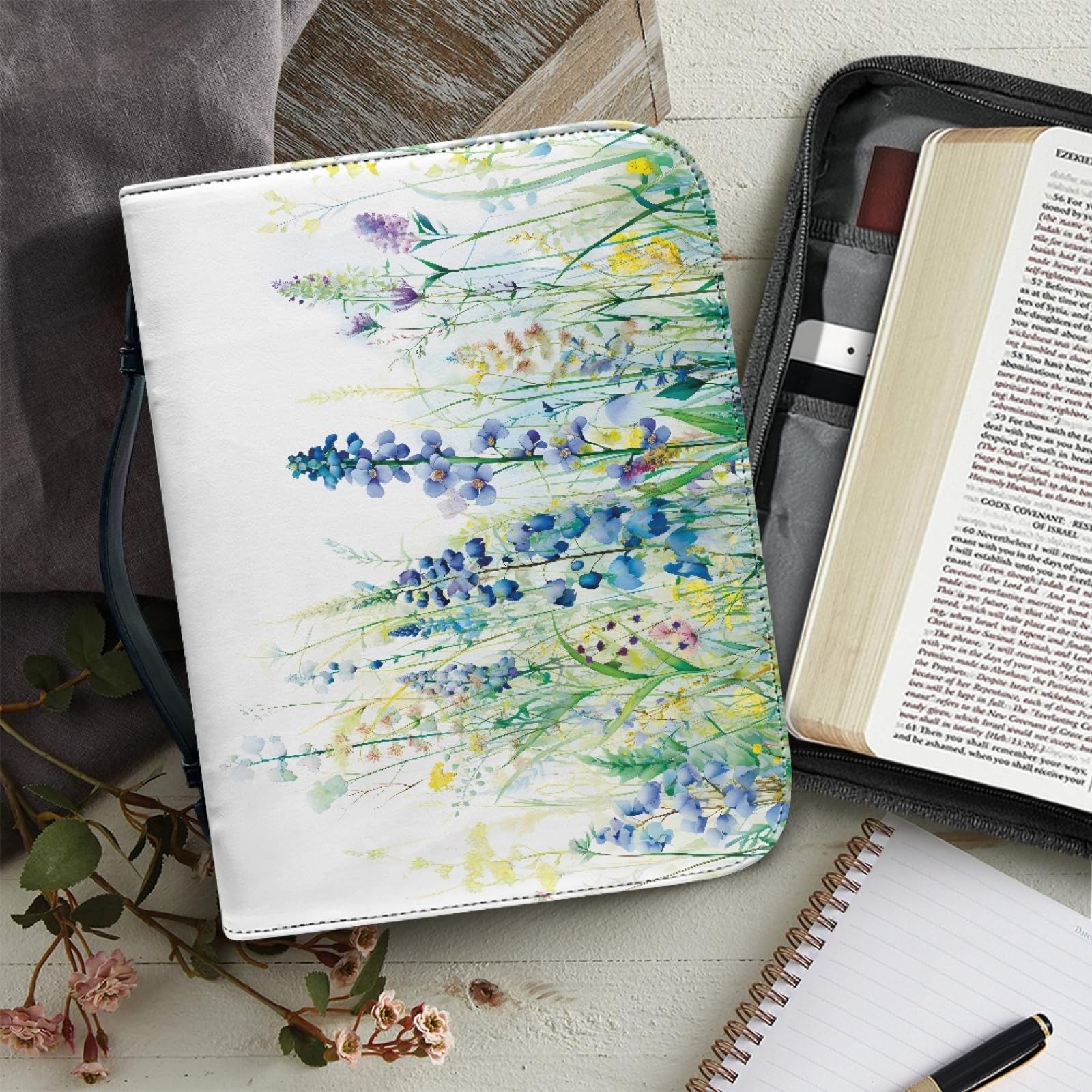Flora Bibelhüllen für Frauen, Buch- oder Bibeltragetasche, PU-Leder, Bibeltasche, Kirchentasche, Schrifttasche, Geschenk, für Christen