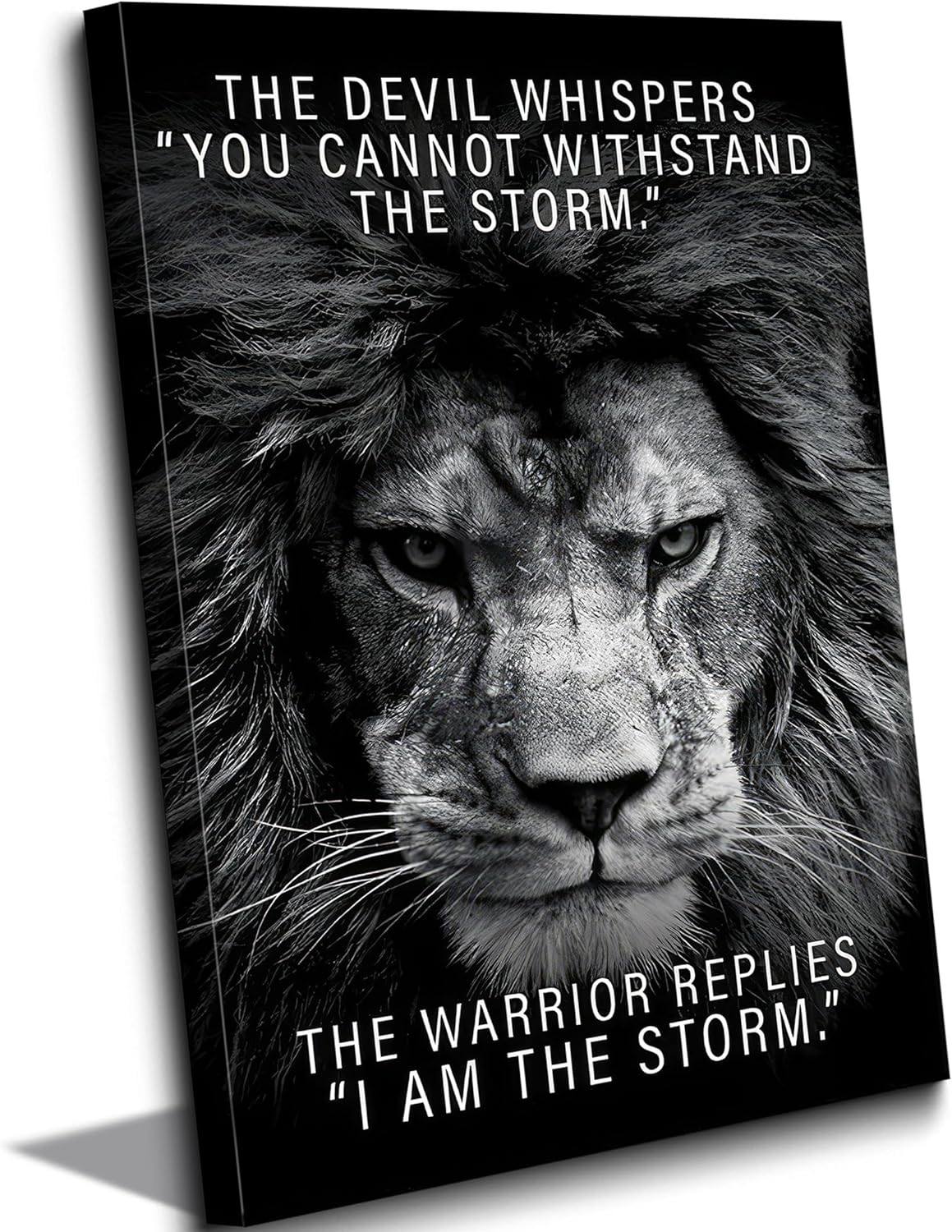 Black and White Lion Inspiring Canvas Wall Art Animal Motivational Picture Man Cave Inspirational Lion Poster Prints Modern Quotes Artwork Wall Decor for Bedroom Office Living Room 16x24in Framed