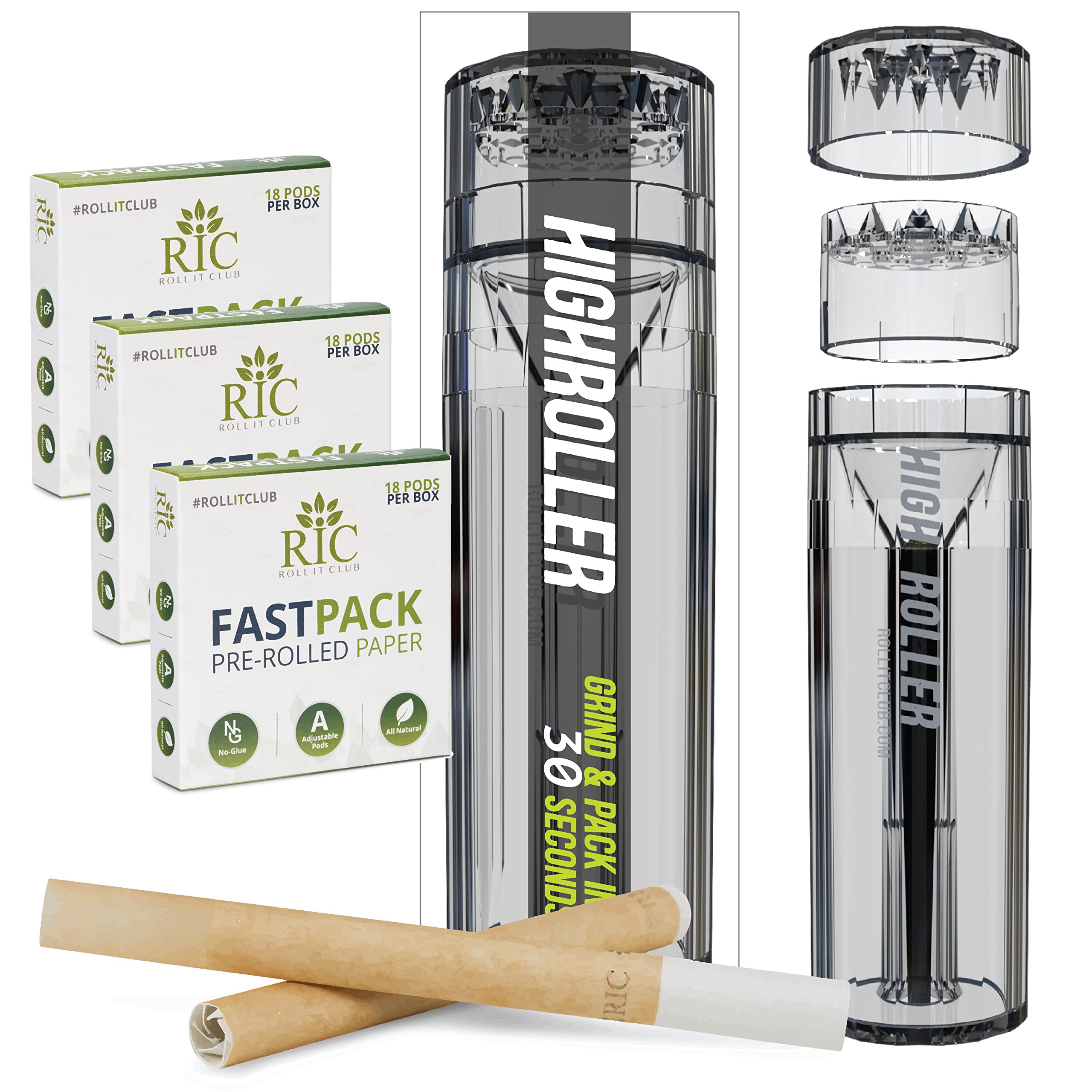 HIGHROLLER & FASTPACK Bundle | 54 All-Natural Pre-Rolled Rolling Papers (CLEAR)