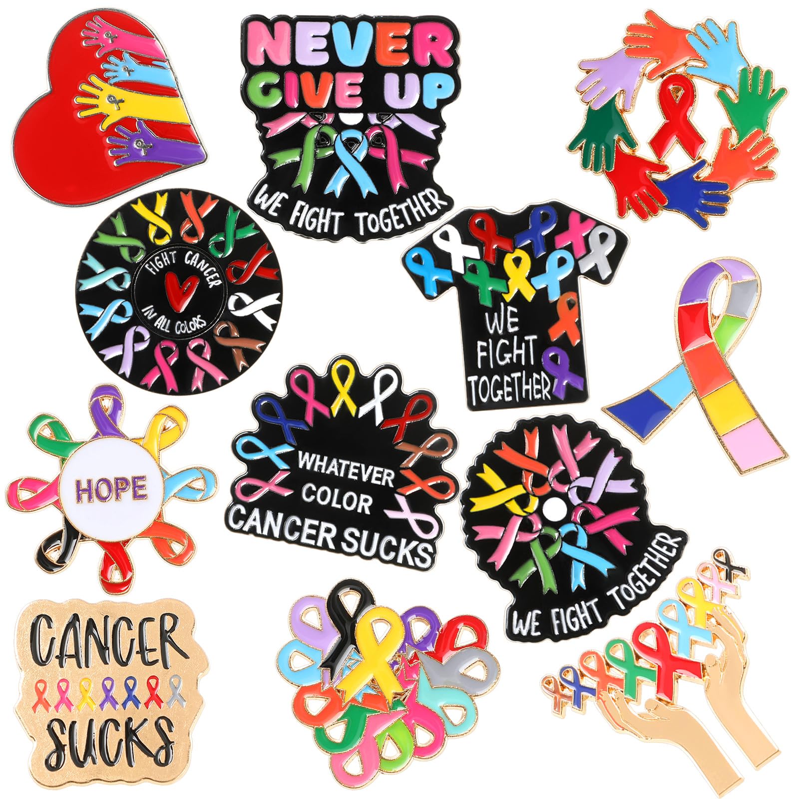 Landical Cancer Awareness Pins Cute Awareness Enamel Lapel Pin Ribbon Hope Buttons for All Cancers Women Gift Clothes