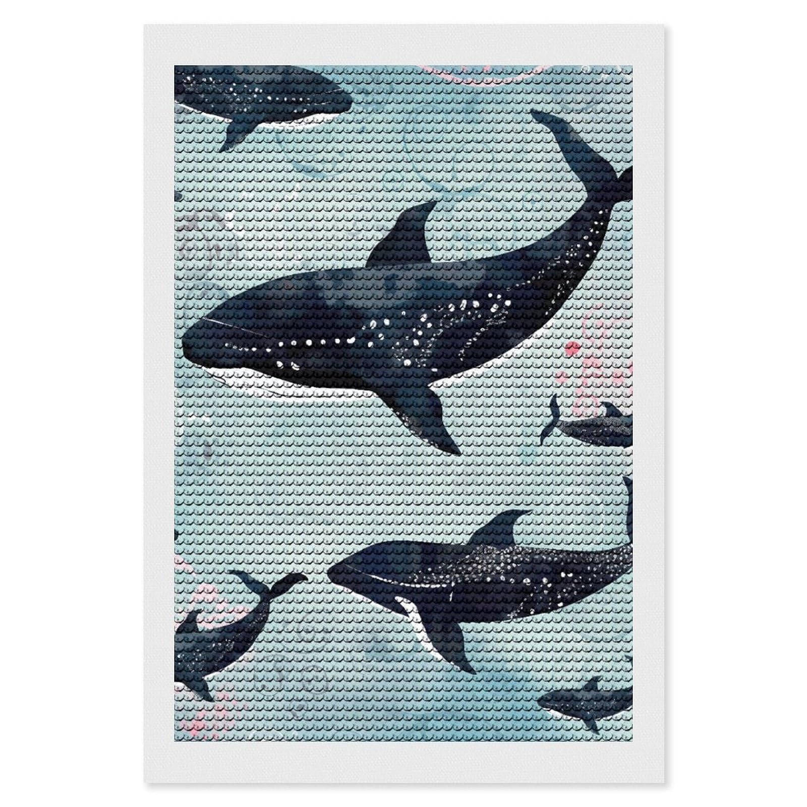 NONHAI Diamond Painting Kits for Adults - DIY Diamond Art Kits for Beginners - Full 5D Paint Drill Diamond Dots Paintings- Whale Diamonds Pictures Gem Art and Craft Wall Decor 8"x12"
