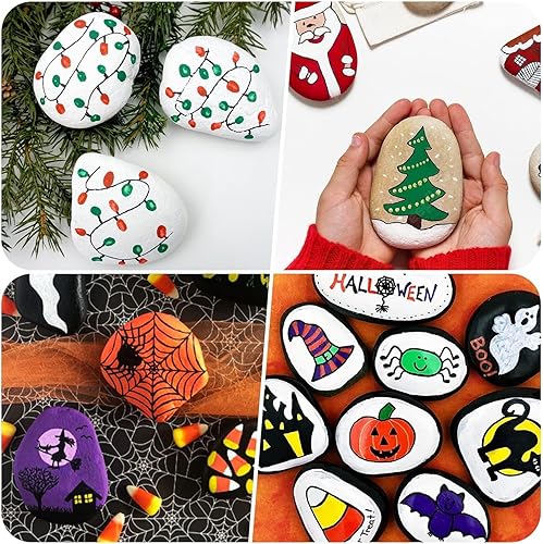 Miniatura 6 de River Rocks para pintar, 12 piezas extra grandes de 4.7 a 6.3 pulgadas, piedras planas y lisas para pintar para niños, manualidades, pintura a granel