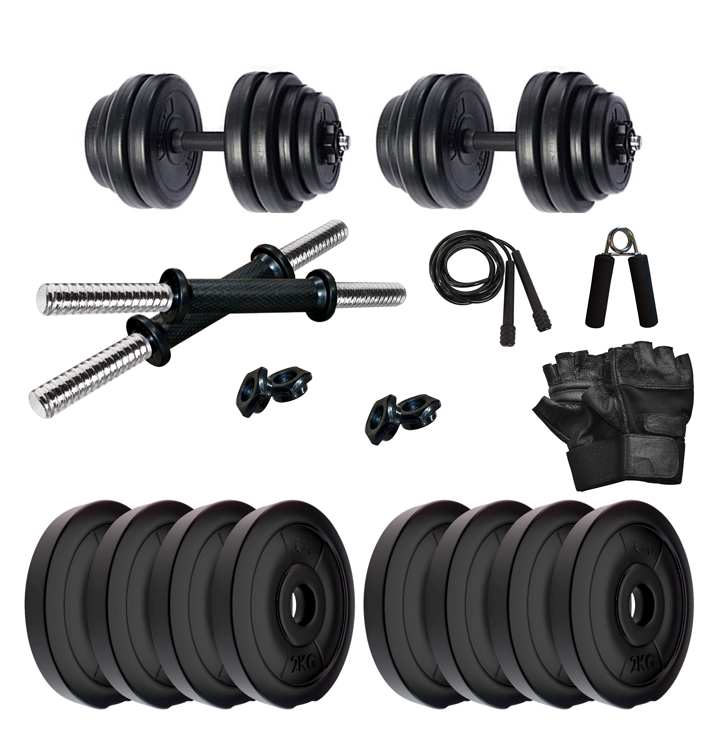 Kore 16 KG PVC-DM 2 (2kg X 8 Plates) Home Gym and Fitness Kit with Gym Accessories (B08DS787XW) Amazon Price History, Amazon Price Tracker