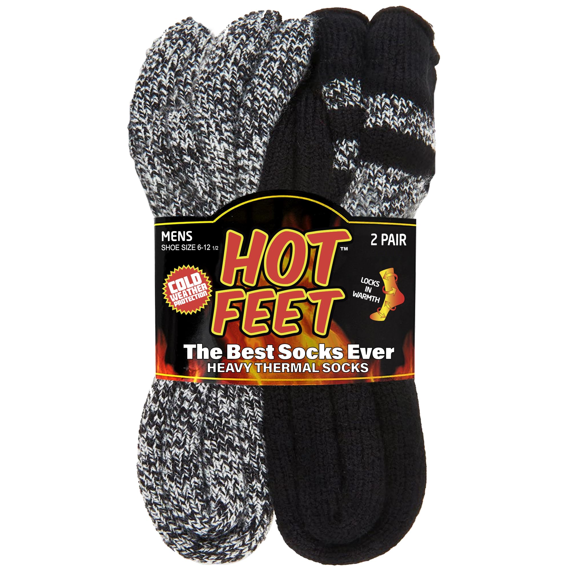 HOT FEET Thermal Socks for Men, Extreme Cold Weather, 2/4 Pack Thick Warm Socks for Men, Winter Insulated Socks, Size 6-12.5