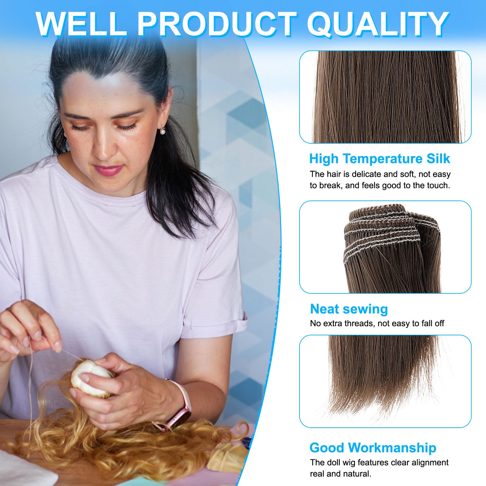 PATIKIL 15CM Deep Chestnut Silk Straight Wig - Image 4