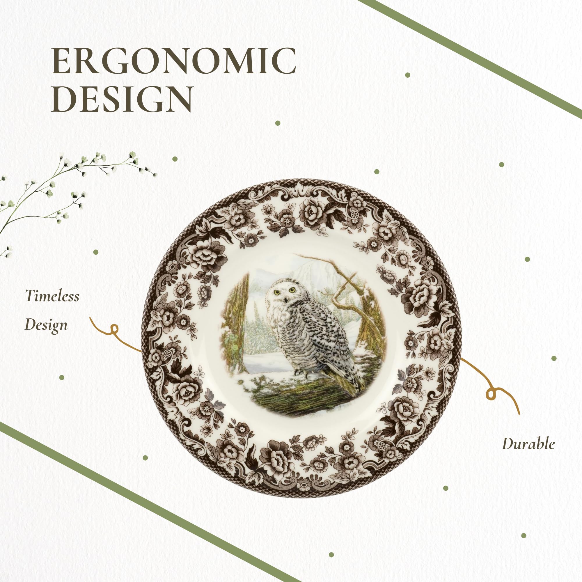 Amazon.com: Spode Woodland Salad Plate, Snowy Owl, 8” | Made in