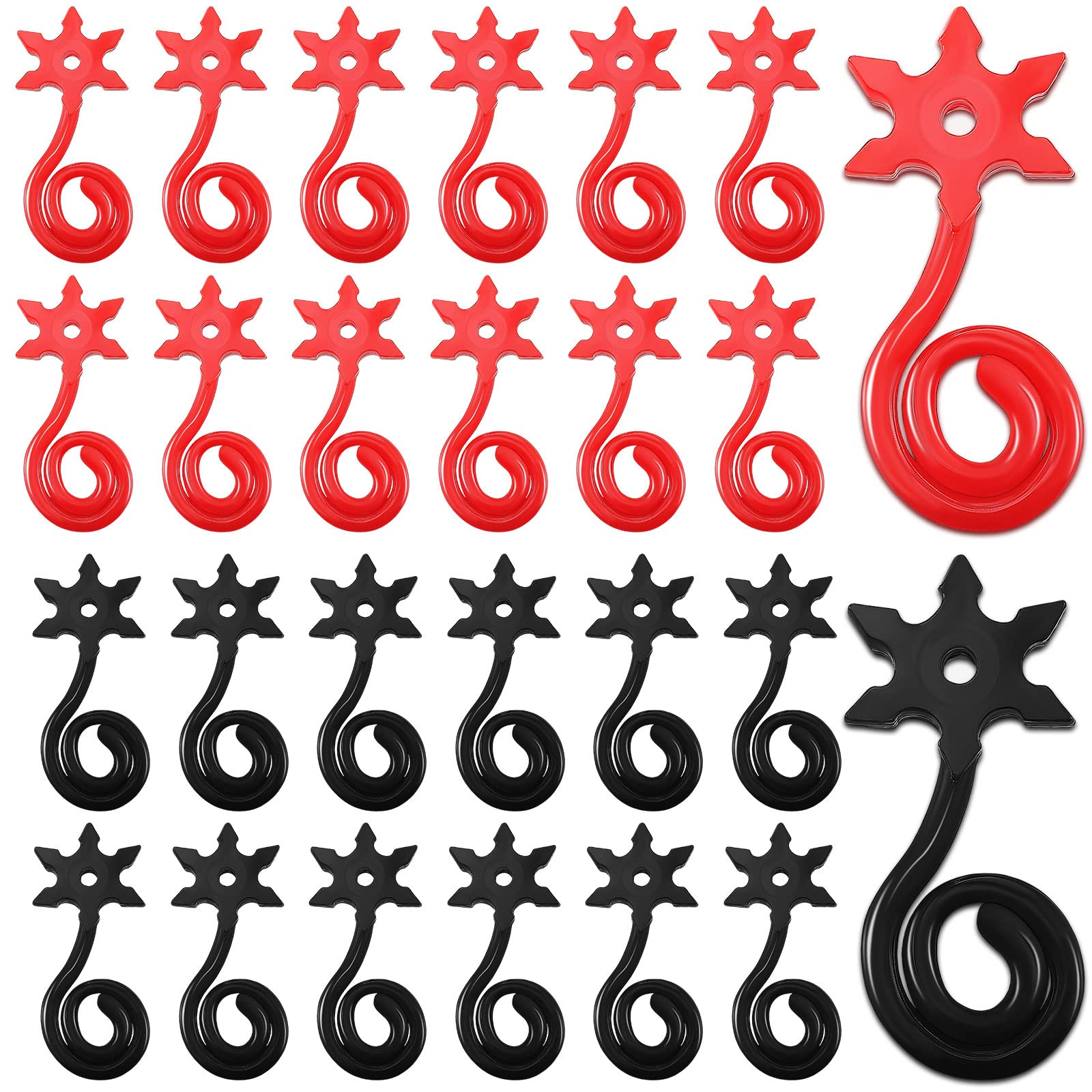 24 Pcs Ninja Party Favors Red and Black Stars Sticky Stretch Toys Elastic Funny Stars Toy for Ninja Birthday Party Favor Supplies