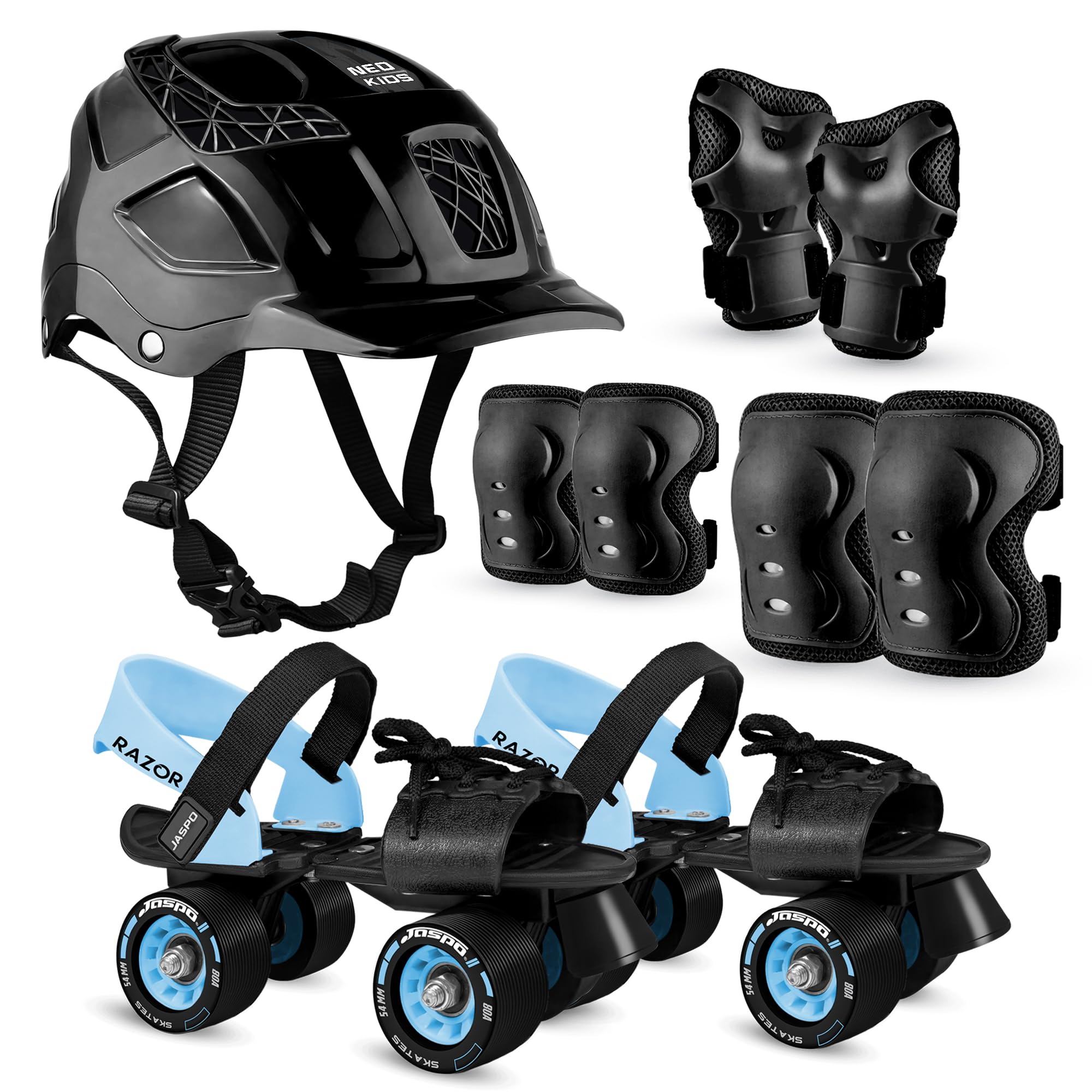 Jaspo Players Pro Senior Skates Combo (Skates+Helmet+Knee+Elbow+Wrist+Bag) Suitable for Age 6 to 14 Years