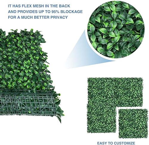 Miniatura 5 de E&K Panel de valla artificial Gardenia para pared, pantalla de privacidad decorativa de hiedra sintética, 6 piezas