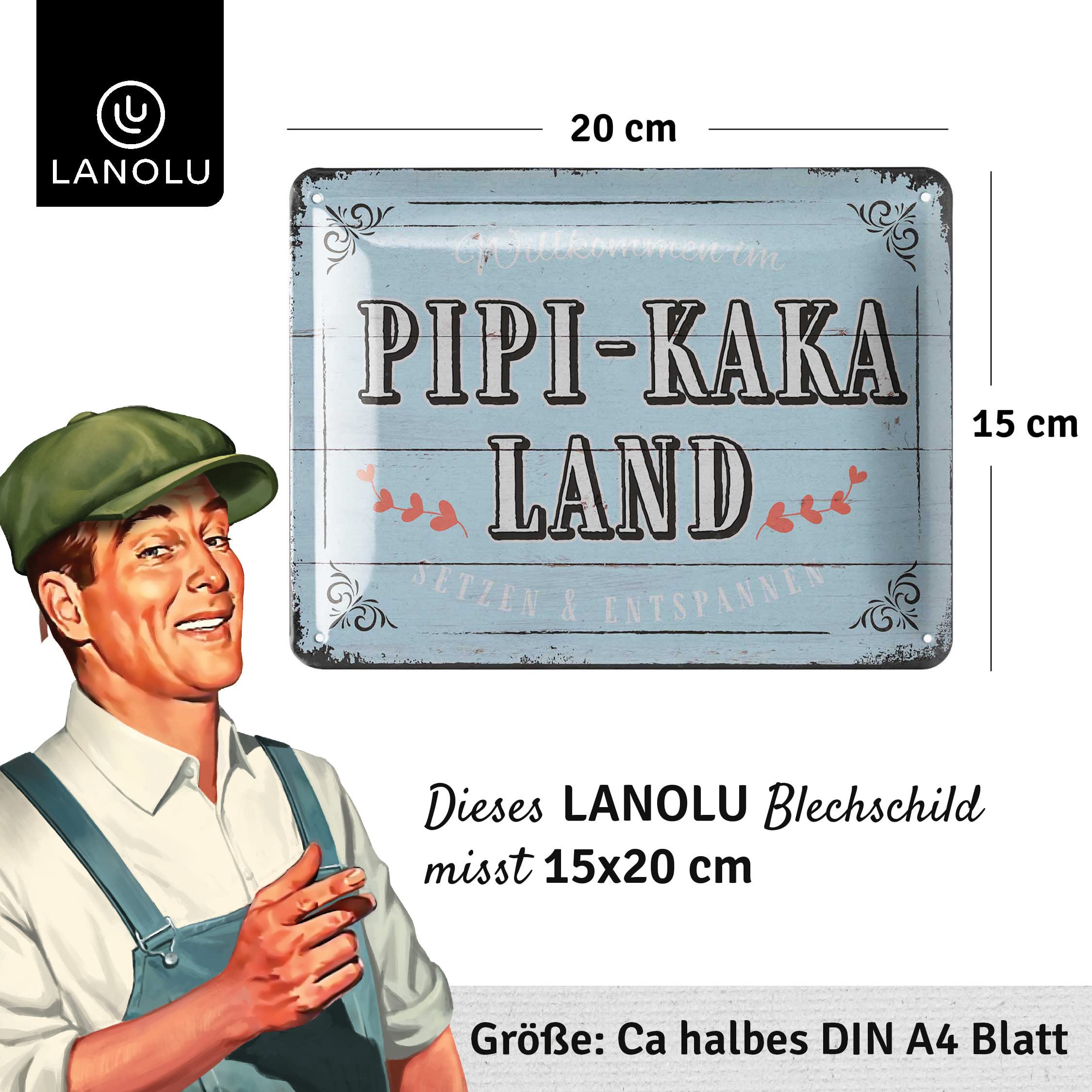 Set Di 2 Targhe Divertenti Per WC In Metallo – PIPI KAKA LAND E Toilette Ist Kein Tatort – 30x20 Cm - 3