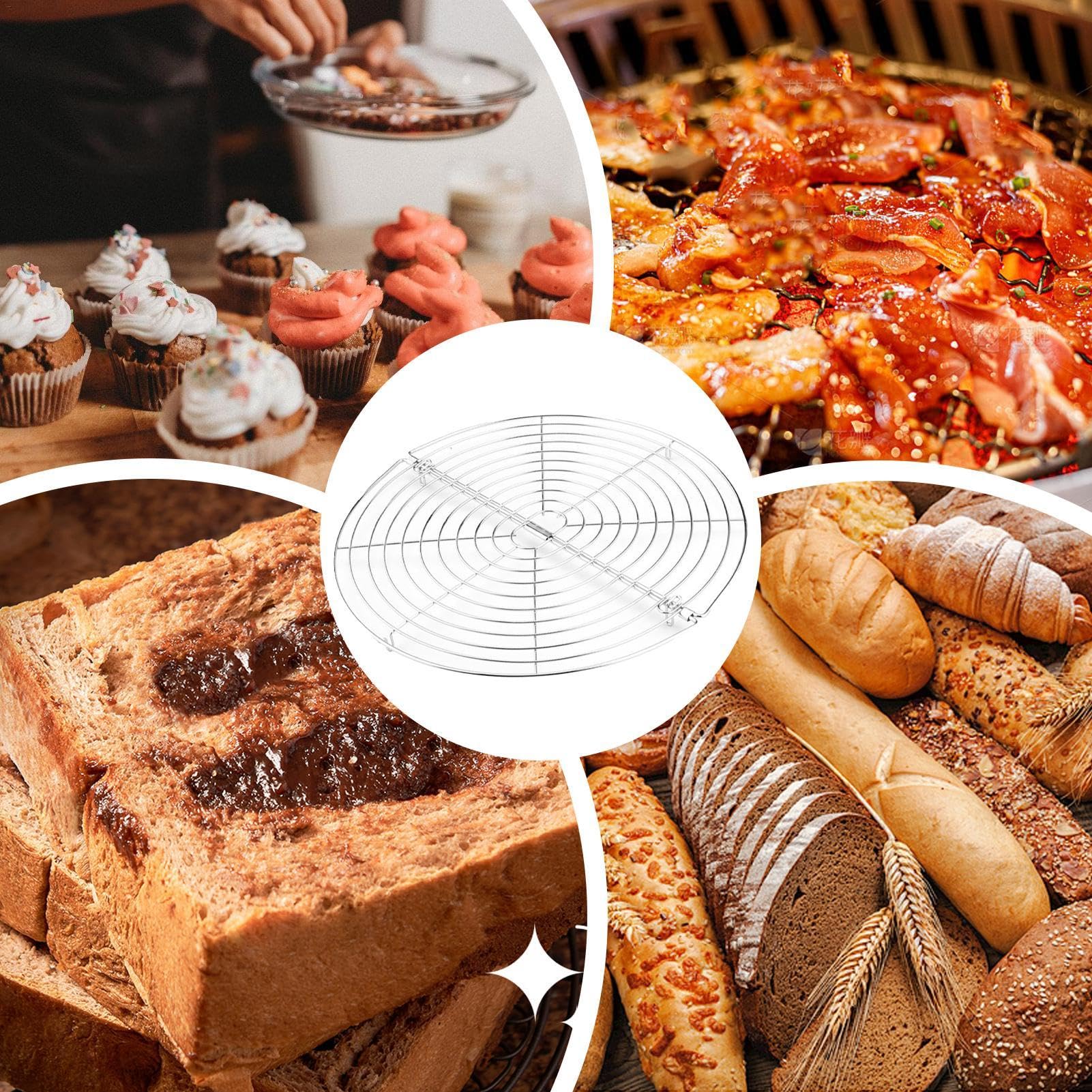 Produktbild von Kühlgitter Klappbar Kühlgitter, Faltbarer Ständer, Gitter, Rund, Zum Kochen, Für Kekse Gadgets Für Bäcker