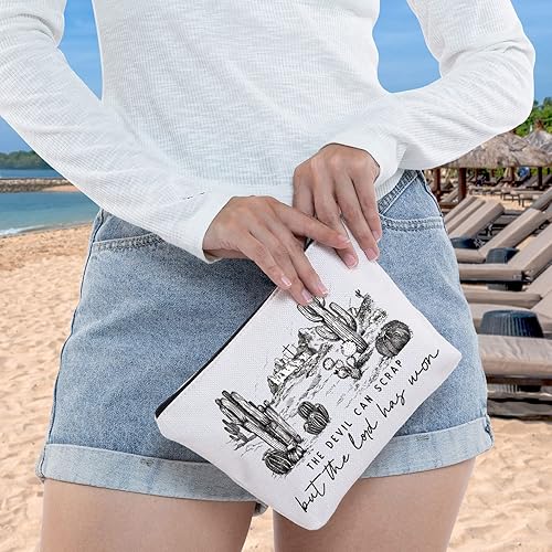 Miniatura 4 de WZMPA Vintage Cowboy Music Bolsa Cosmética Cantante Lyric Gift The Devil Can Scrap But The Lord Has Won Makeup Zipper Bag Bag Western Cowboy