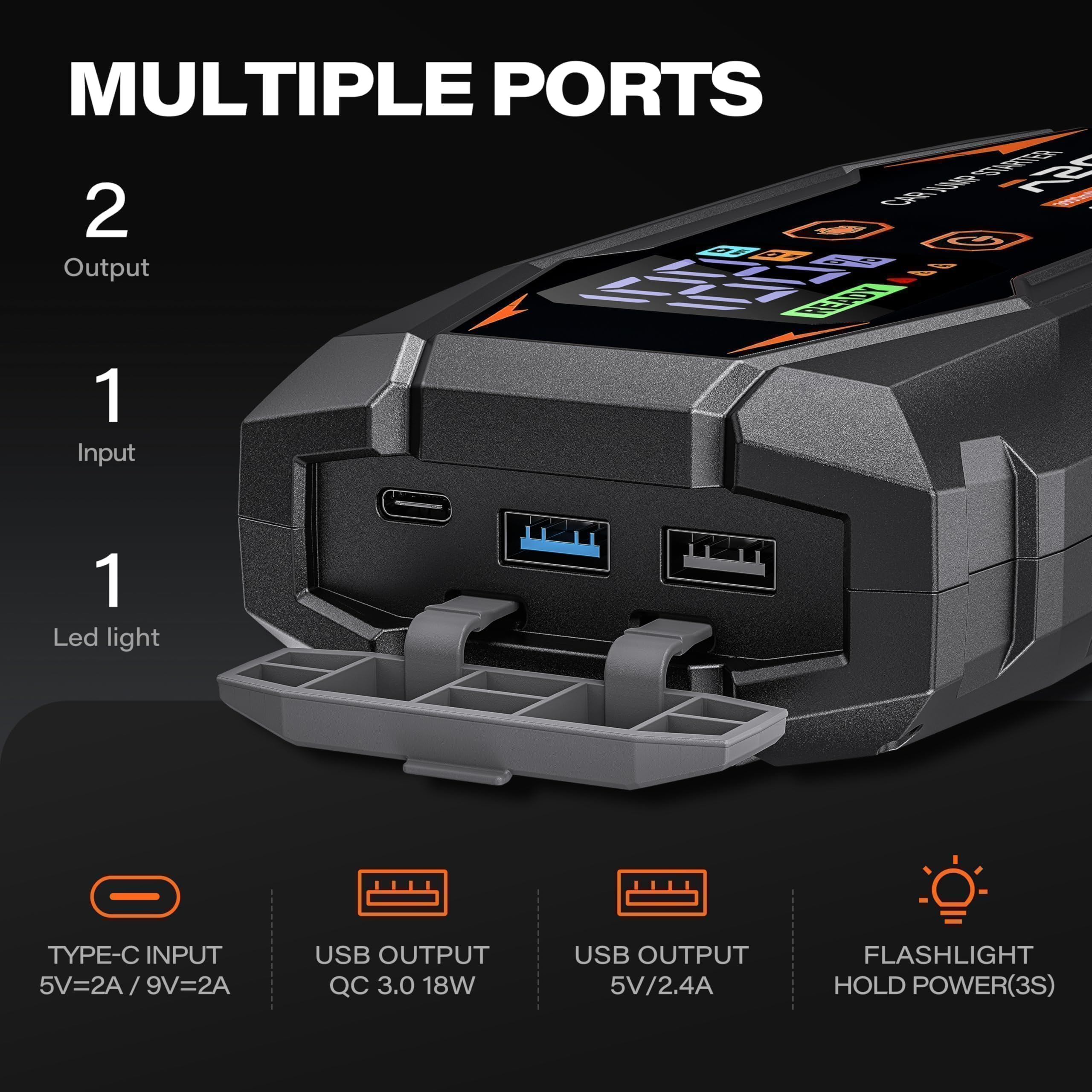 A2C Booster Batterie 1500A, Power Bank 16800mAh pour Essence 6L/Diesel 3L