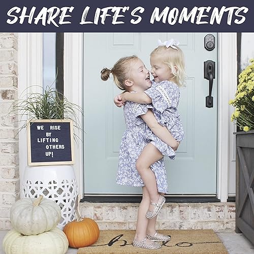 Miniatura 3 de Letrero de fieltro negro y letras blancas de 10 x 10 pulgadas Este letrero personalizable incluye 300 letras de plástico y marco de roble., Marino