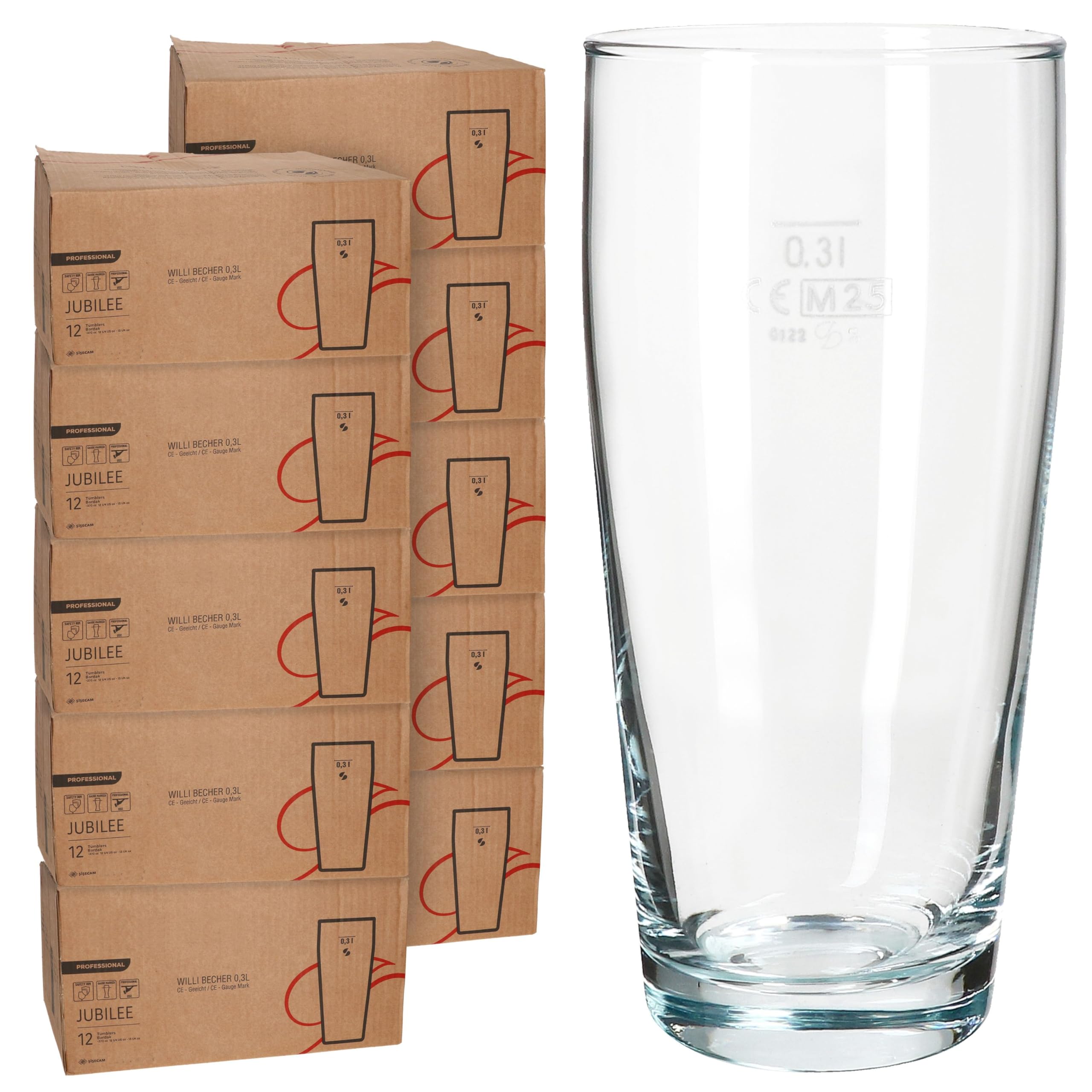 MamboCat 120er Set Willibecher 0,3 L geeicht I Biergläser aus klarem Glas mit Eichstrich I Trinkgläser für Bier, Wasser, Cocktails & Softgetränke ideal für Gastro, Bars & Restaurants