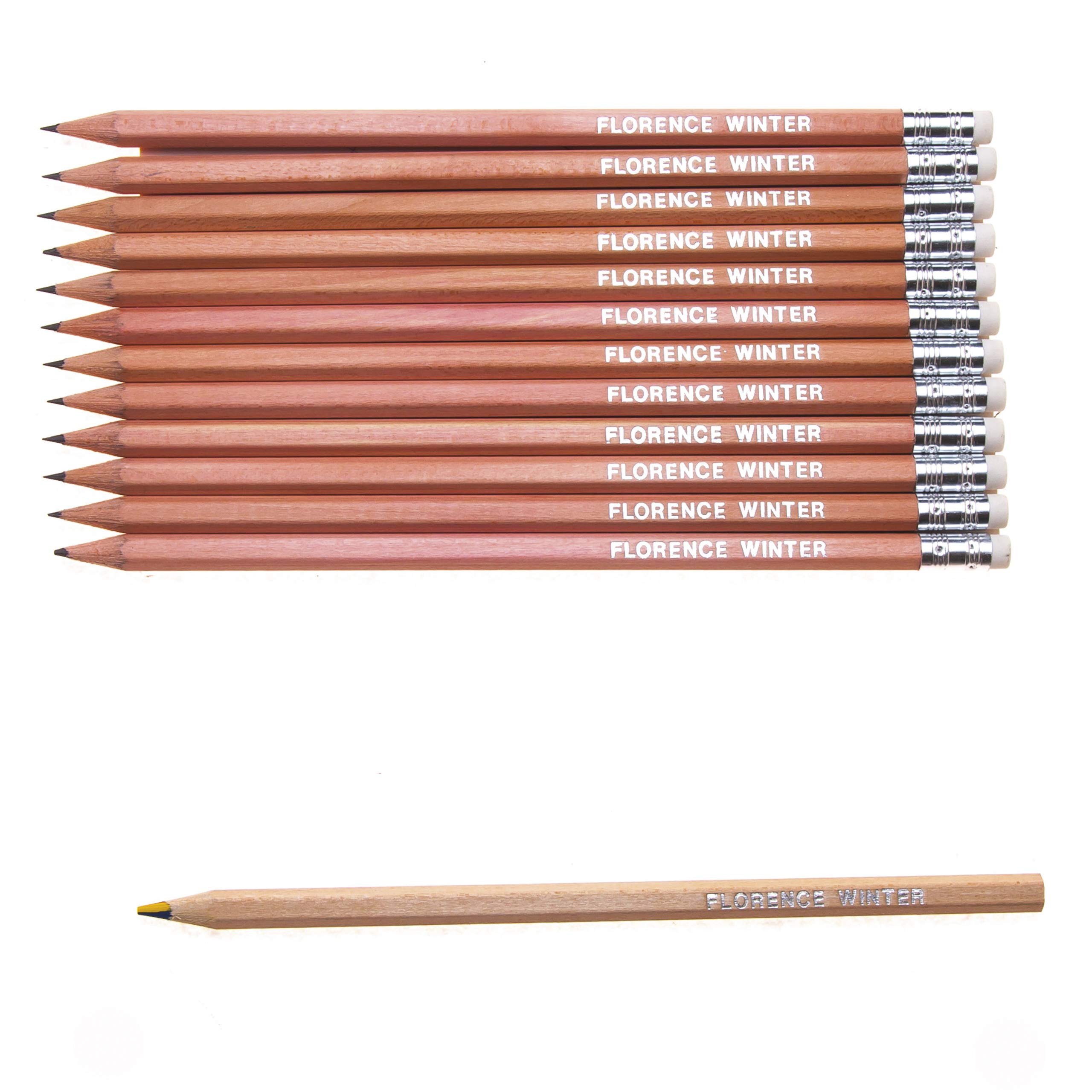 That's My Pencil 12 HB Pencils + 1 Rainbow Pencil - All embossed with Name, Hexagonal Pencils Made in Germany and Printed in the UK (NATURAL WOOD)