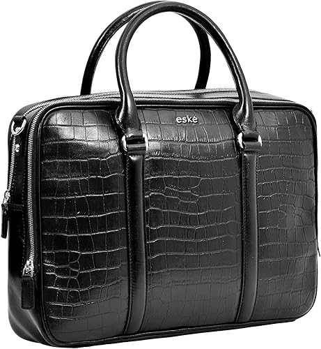 Miniatura 2 de Eské Charlie - Bolsa de piel italiana para laptop de 15.6 pulgadas para hombres y mujeres, bolsa de oficina, bolsa de mensajero para laptop con