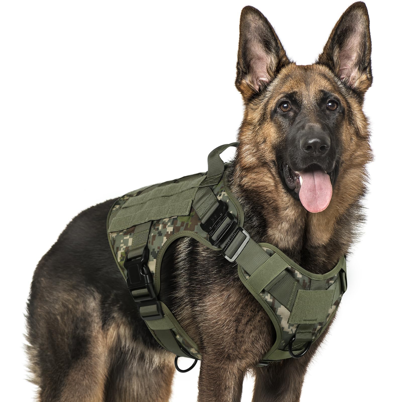 rabbitgoo Tactical Dog Harness for Large, Heavy Duty Pet Harness with Handle, No-Pull Service Vest Large Breed, Adjustable Military Dog Vest for