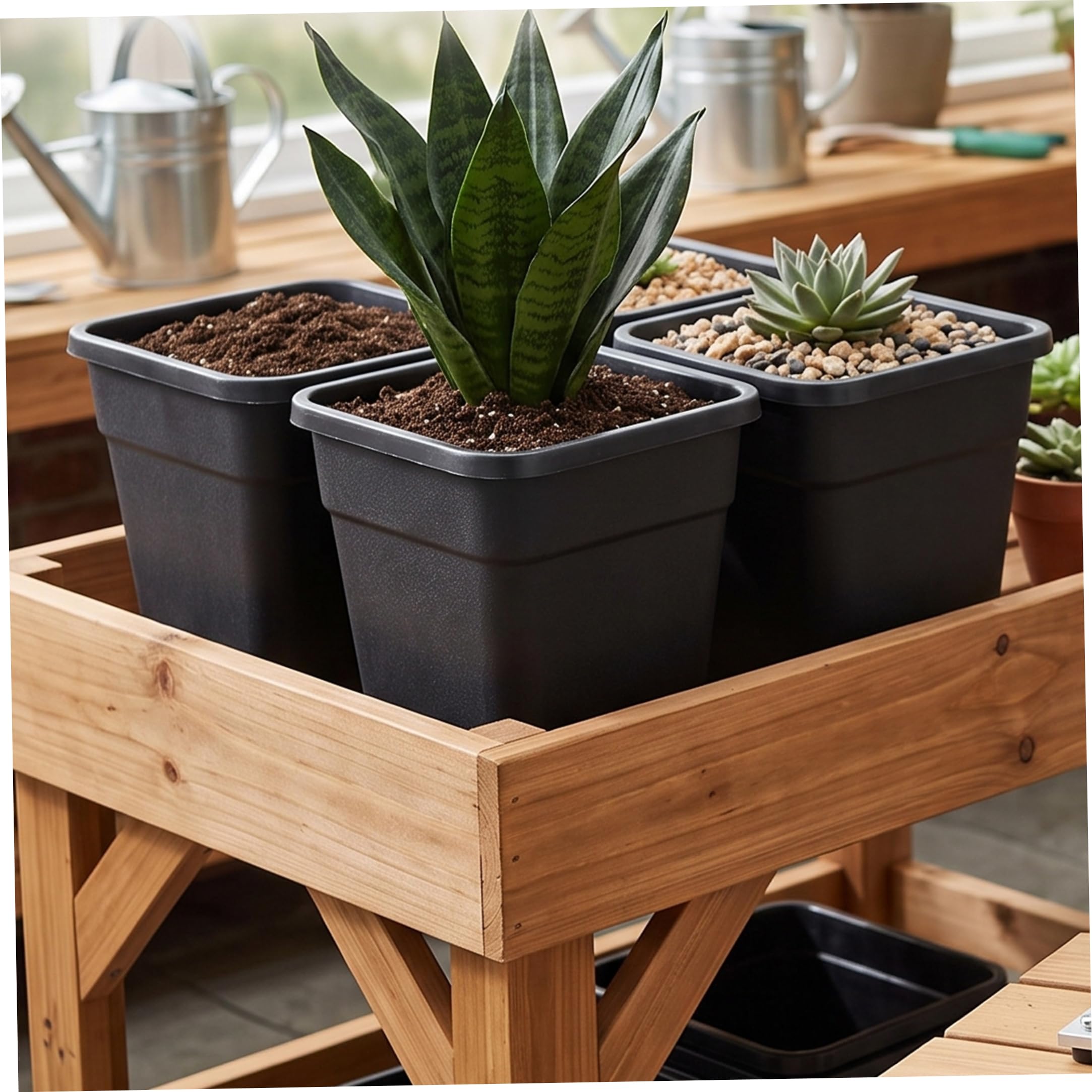 Pots de pépinière de 5 gallons, Pots carrés pour Plantes avec Trous Drainage, 10 pièces