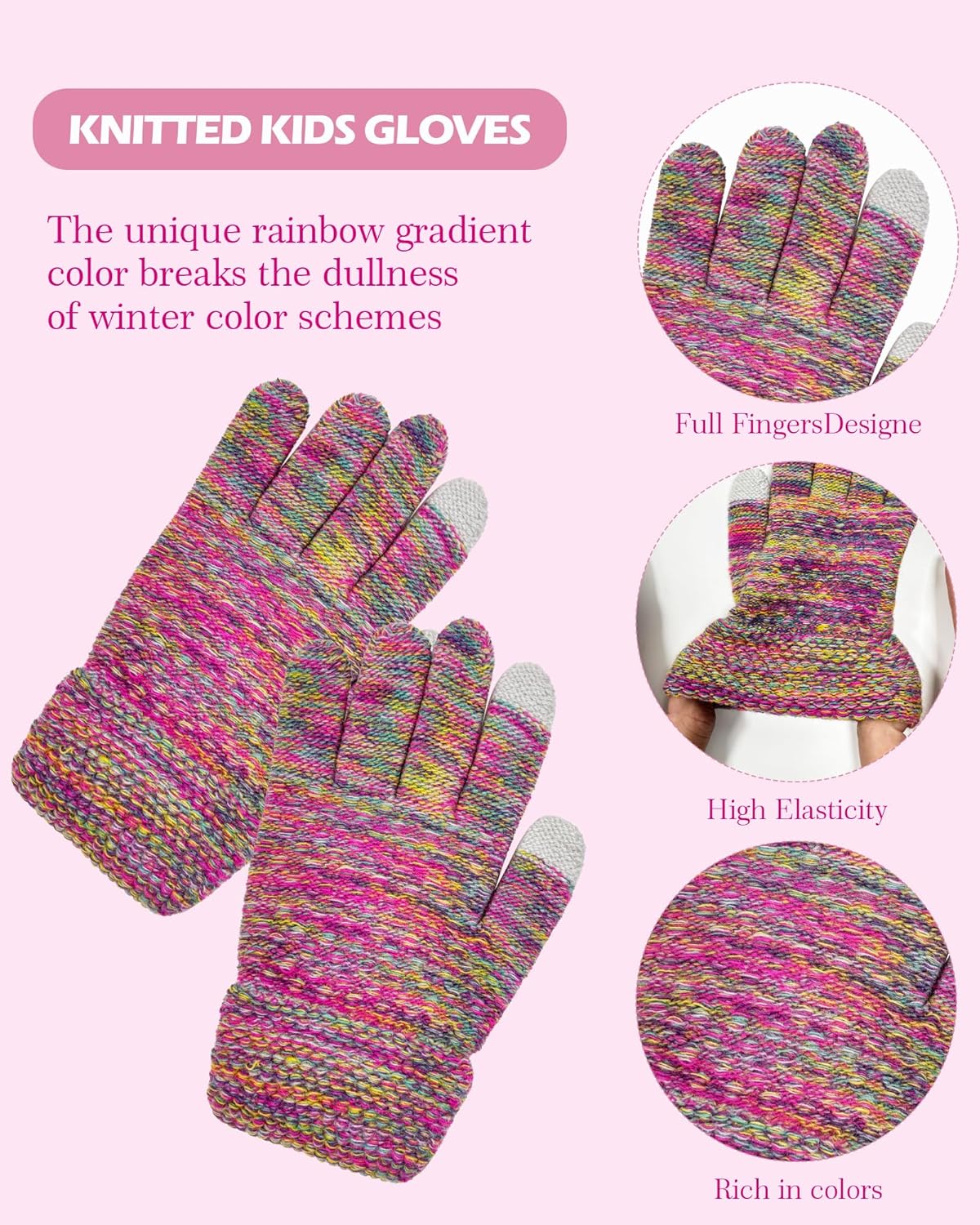 Kids Winter Hat Gloves Scarf Set, Girls Winter Hat Beanie with Pom Knit Warmer Christmas Gifts - Image 6