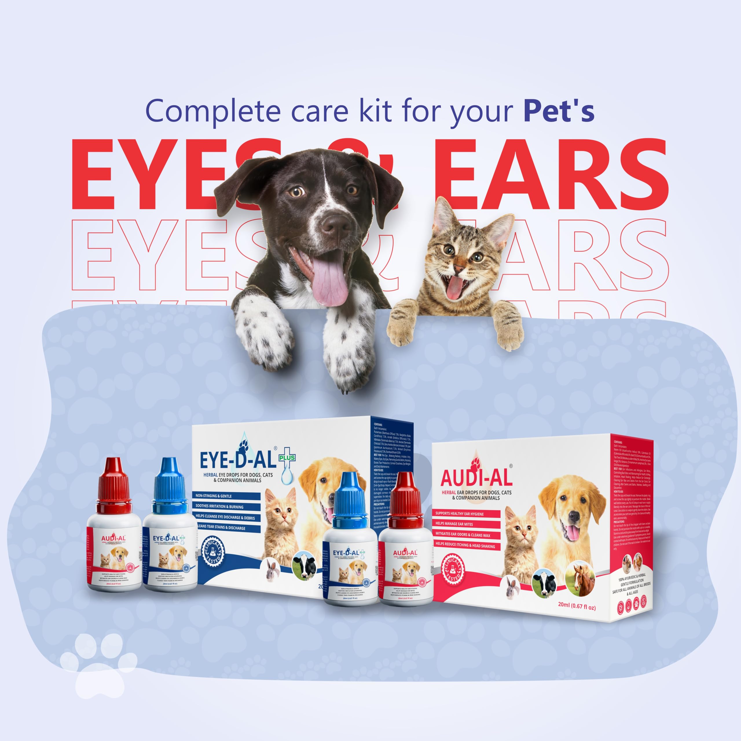 Eye-D-Al+ & Audial for Dogs and Cats | Pet Eye & Ear Care Kit Combo | Eye Drops | Ear Drops | 100% Herbal | Gentle & Non-Stinging | No Side Effects (Pack of 5) 4