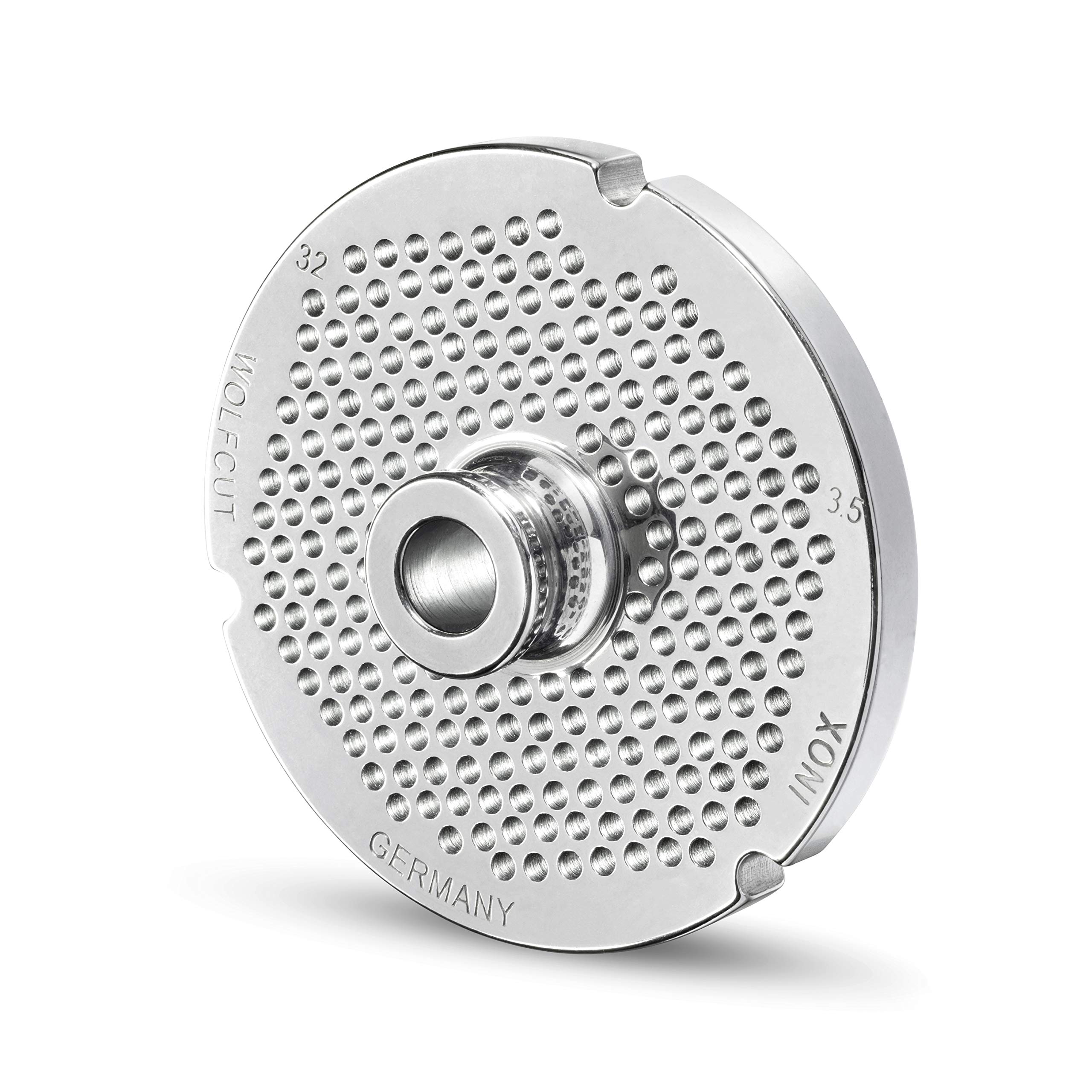 WolfCut Disco forato con mozzo per tritacarne misure 32 con 3 scanalature da 3,5 mm