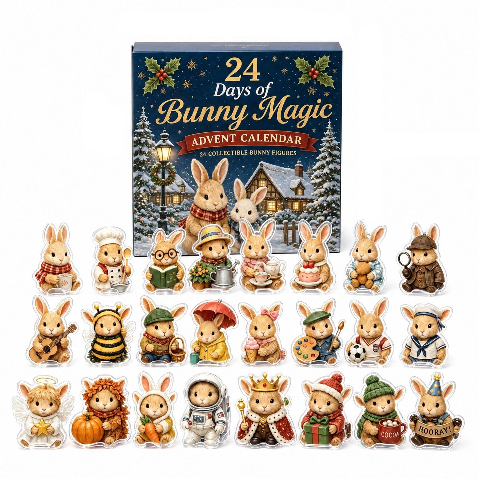 Rabbit Magic Advent Calendar 2026,2D Acrylic Figurines Gift 24ps