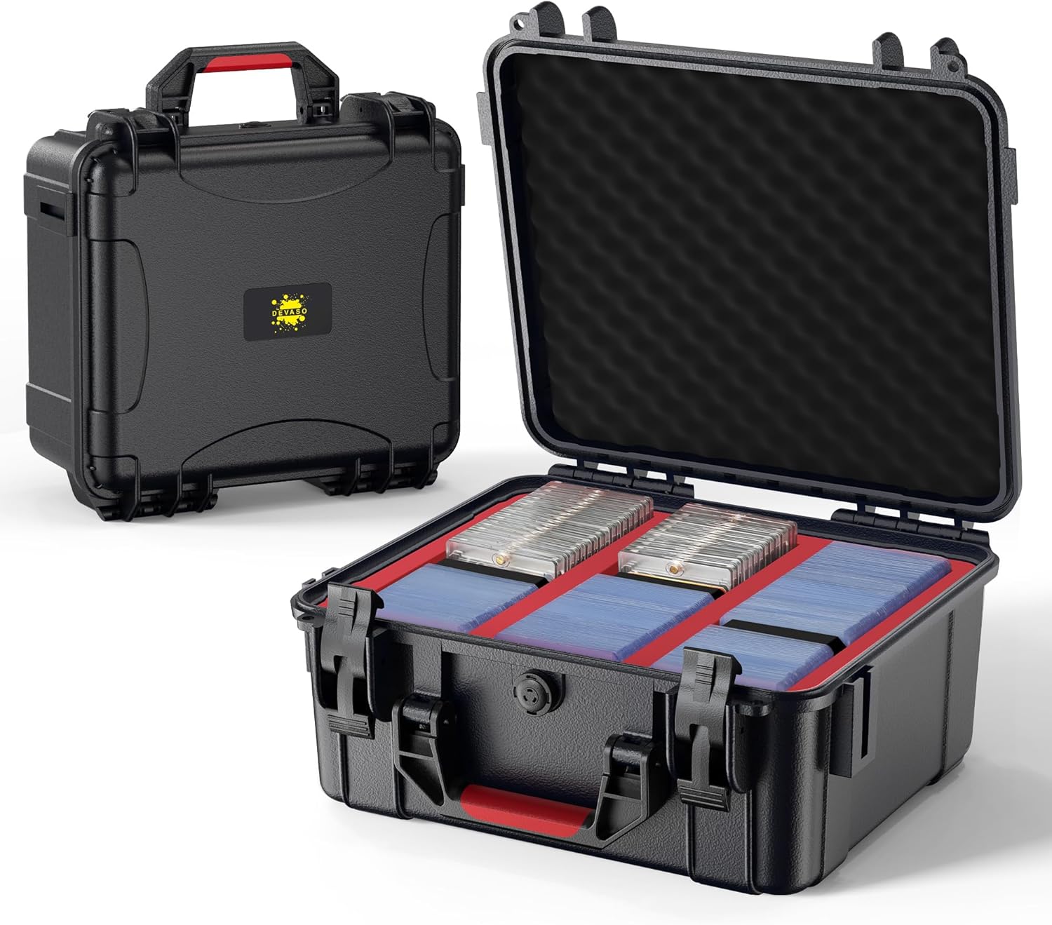 DEVASO Toploader Storage Box for 3" x 4" 35PT Rigid Card Holder, Graded Storage Card Case with 3 Dividers, Trading Card Storage Box Hard Card Case for Sport Baseball Card (Holds 600+ Toploader)