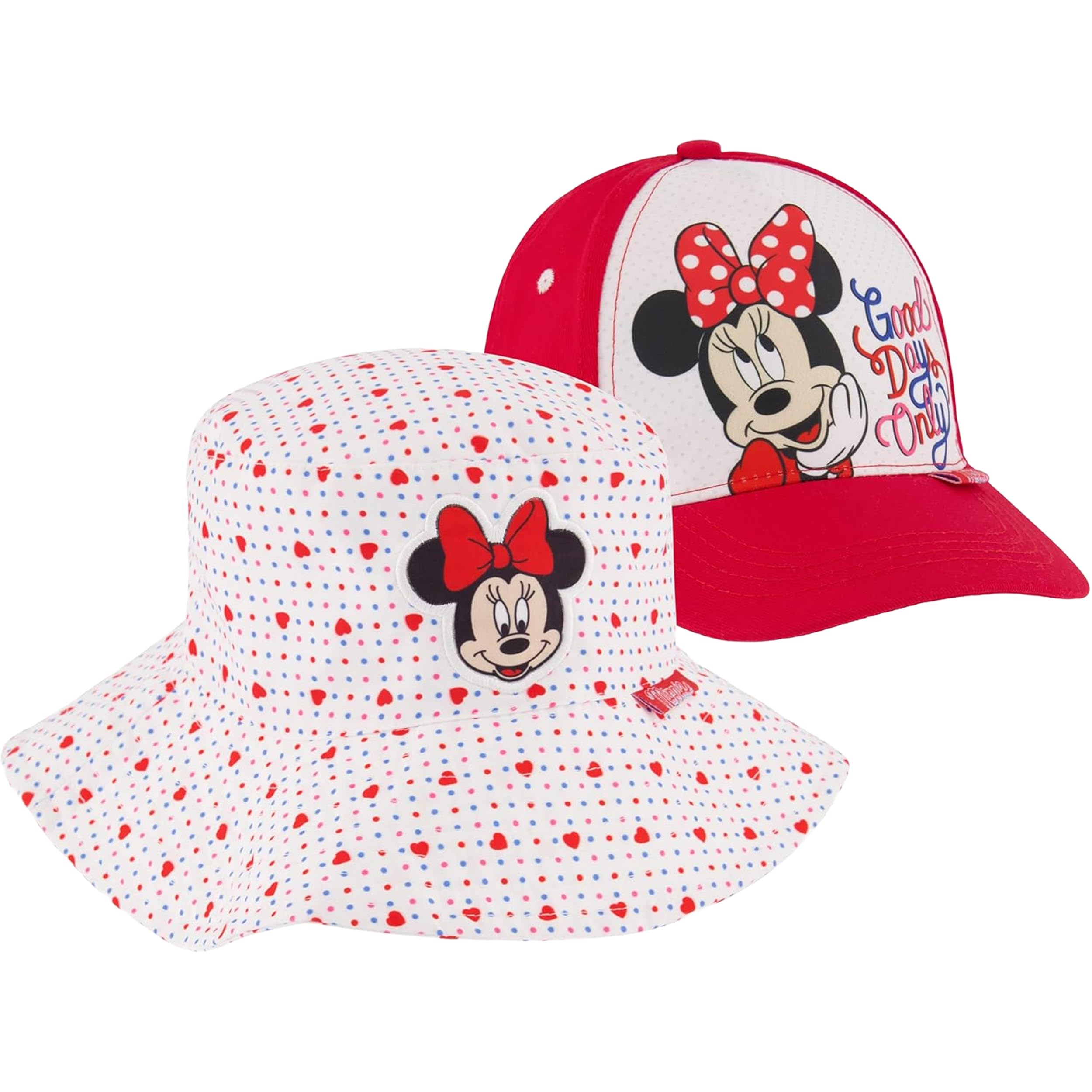 Disney Toddler Sun, Minnie Mouse Kids Bucket Hat and Matching Baseball Cap for Girls