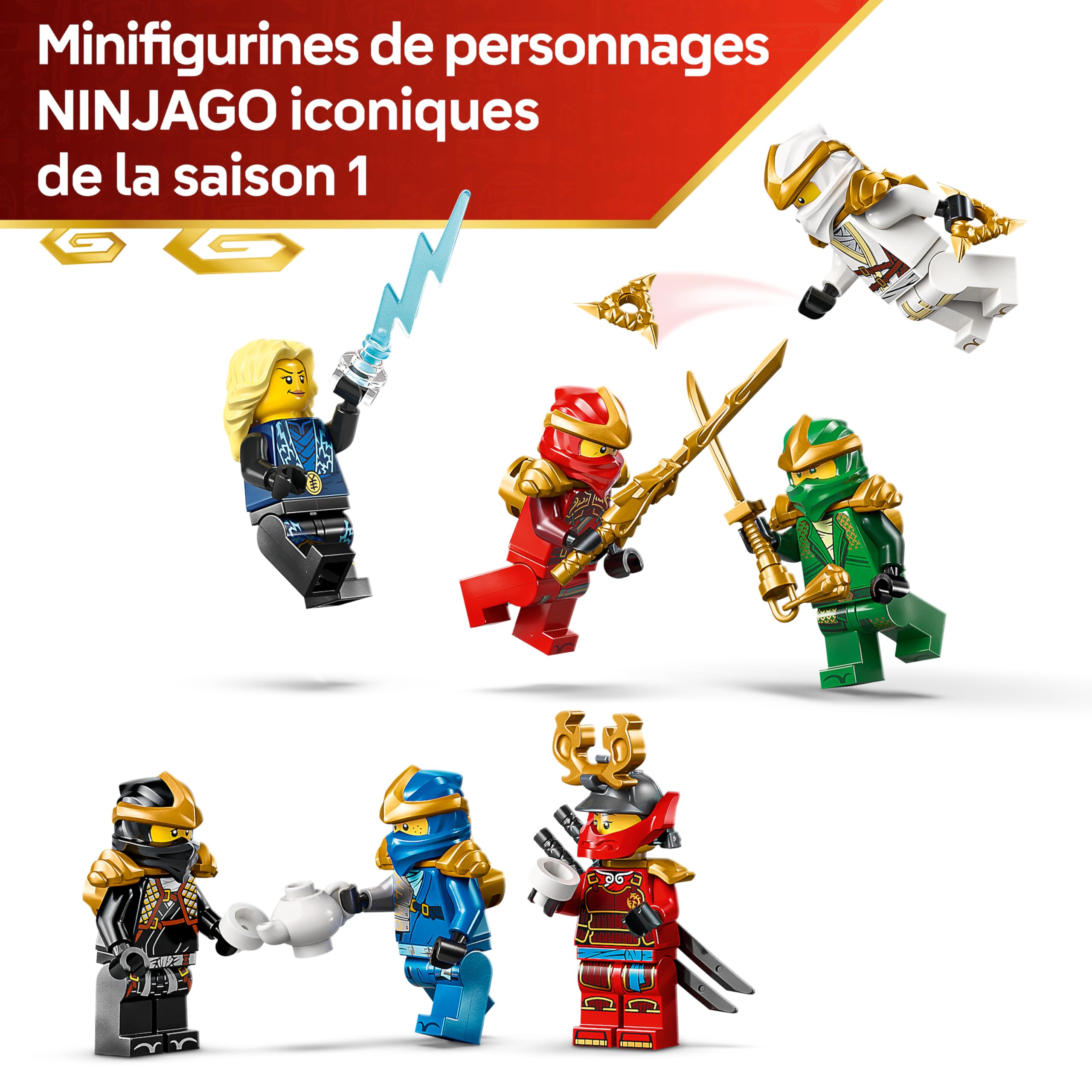 LEGO Ninjago 15e Anniversaire : Collection des Personnages Ninjas - Maquette de Porte de Monastère avec 8 Minifigurines Collector & Sabres - Cadeau pour Garçon dès 14 Ans ou Adulte Fan 71866