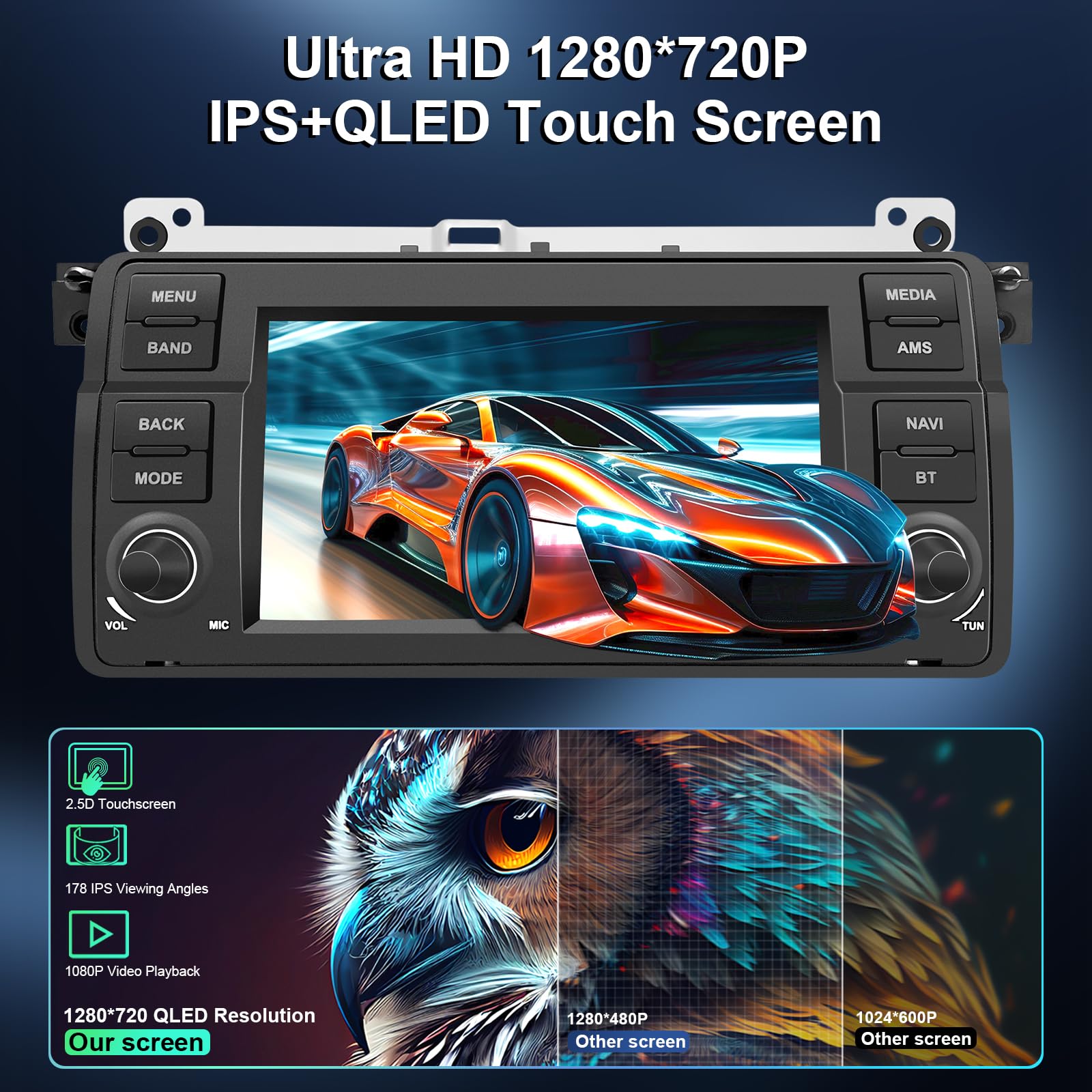 SWTNVIN Car Radio for BMW 3 Series E46 Rover MG ZT 1999-2005 Android 14 CarPlay&Android Auto Stereo Built-in 4G LTE WiFi DSP BT5.0 GPS SWC 1280 * 720P IPS QLED Screen Octa-core 4+64G(No DVD)