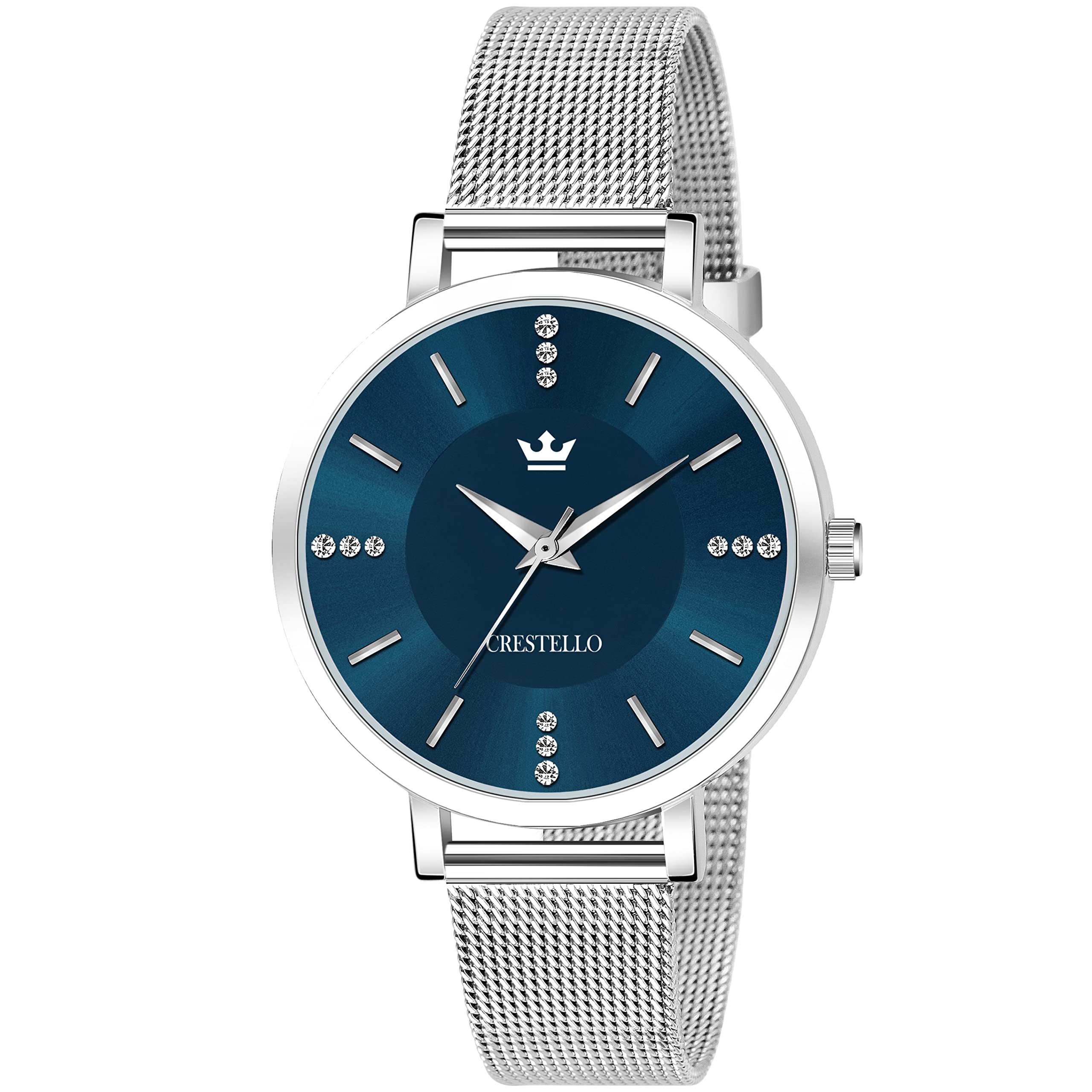 CRESTELLOSteel Mesh Chain Analog Wrist Watch for Women (WT113)