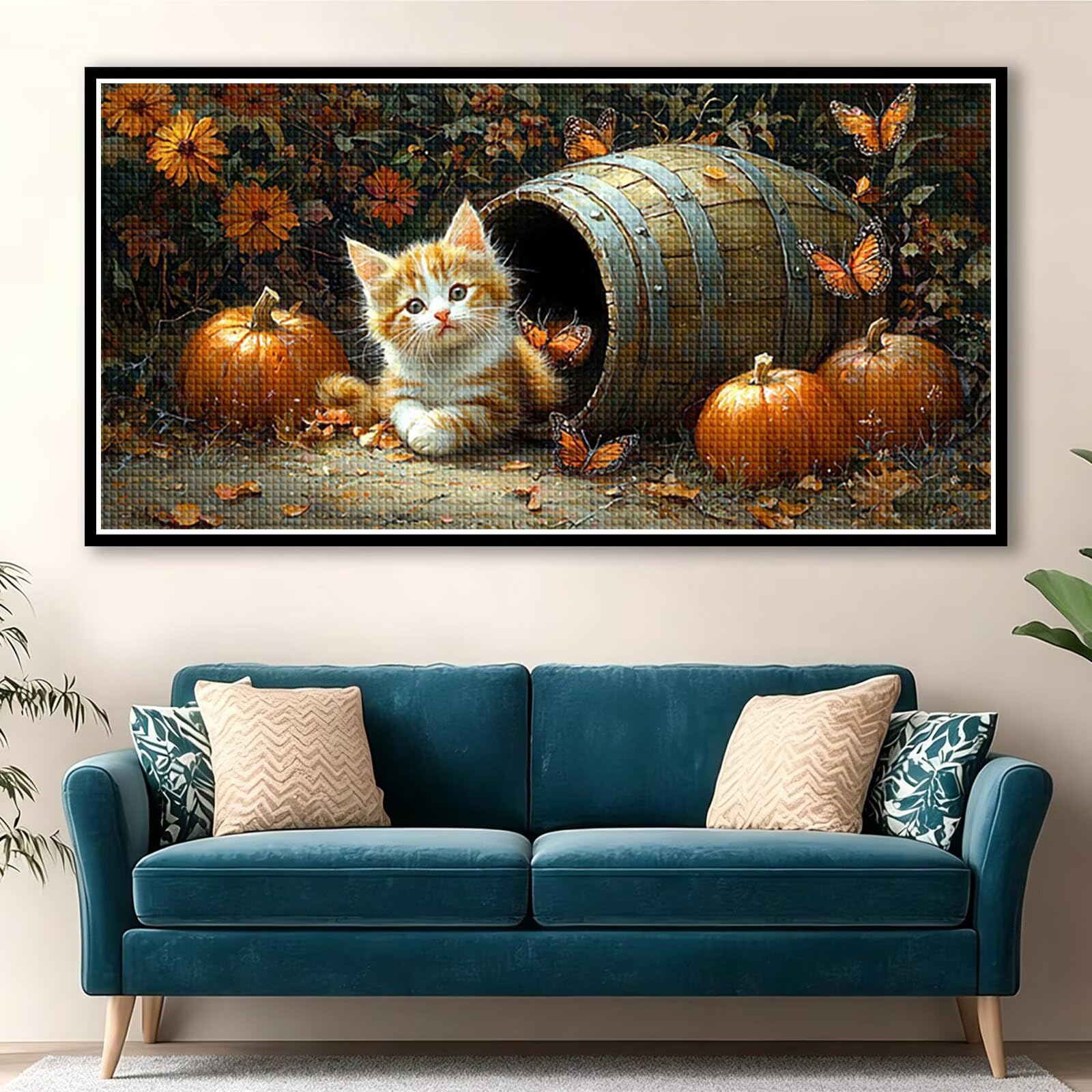 Diamond Painting Grande 160x80cm Gato Diamond Painting Adultos, DIY Mariposa Pintura de Diamante Manualidades Adultos, 5D Cuadrado Rhinestone Bordado Punto de Cruz para Home Decoration Regalo 0J-595