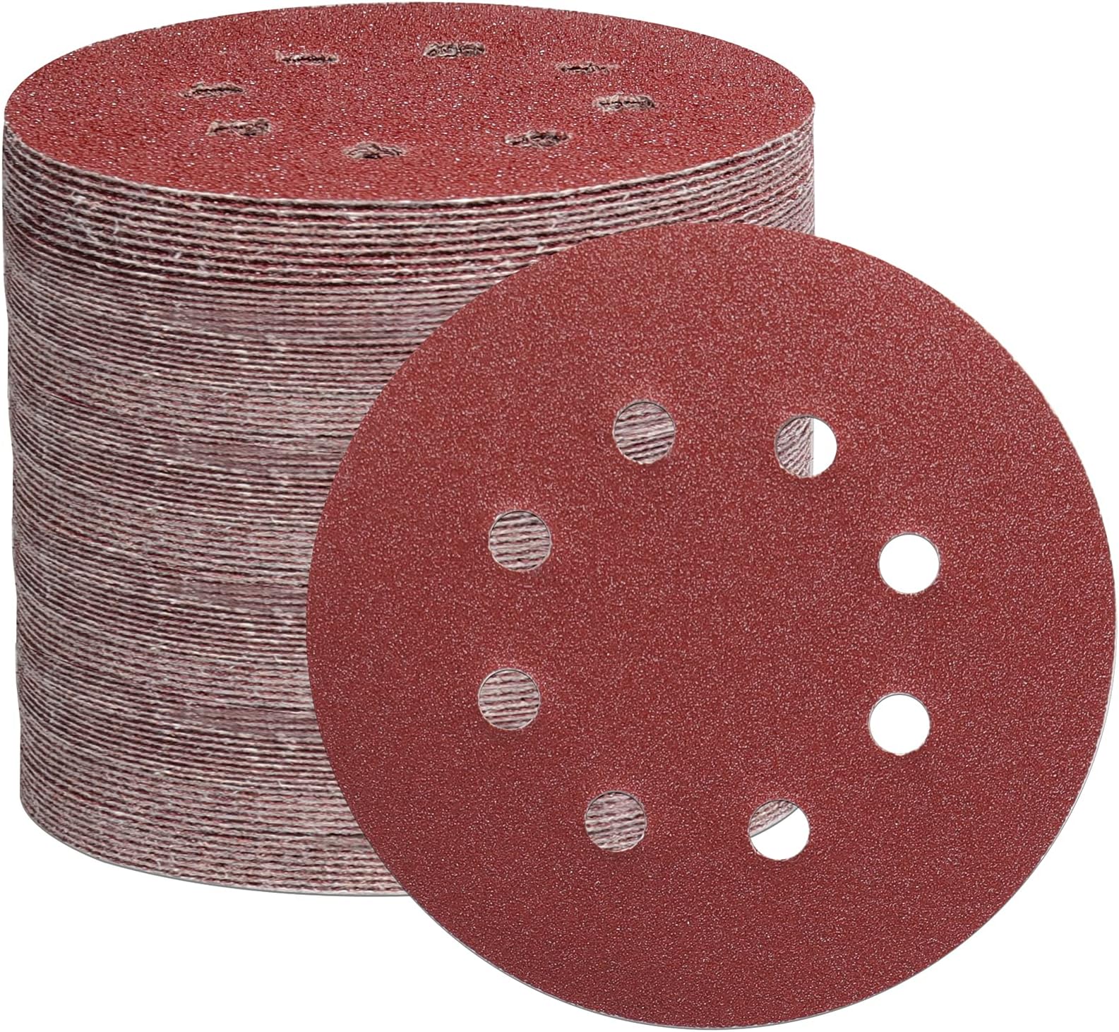 105PCS 125mm Sanding Discs, 5 Inch 8 Hole Hook and Loop Sanding Pads for Random Orbital Sander(40/60/100/150/240/320/600 Mixed Grits)