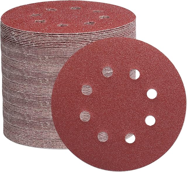 STEBRUAM 105PCS 125mm Sanding Discs, 5 Inch 8 Hole Hook and Loop Sanding Pads for Random Orbital Sander(40/60/100/150/240/320/600 Mixed Grits)