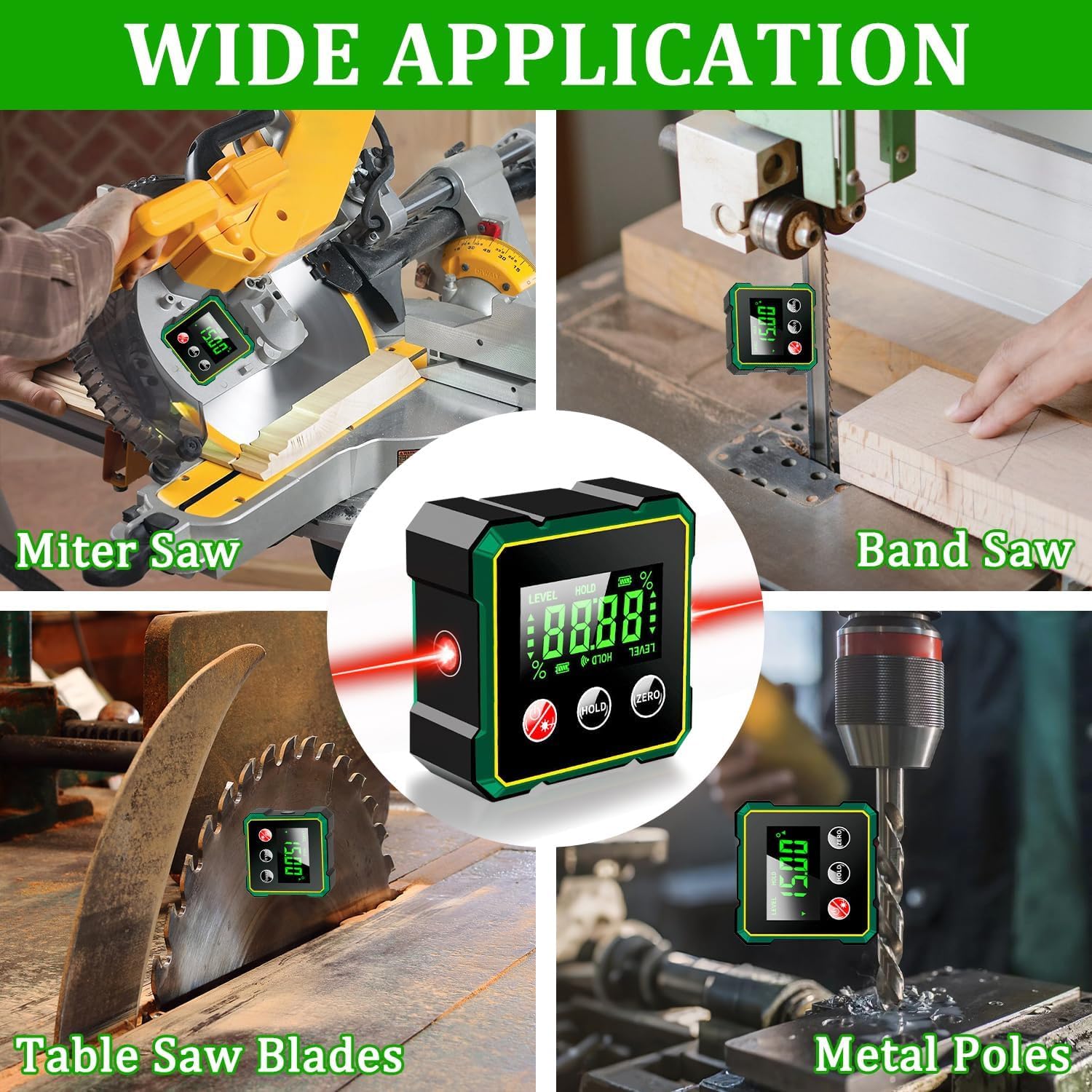 4-Seitiger Digitaler Winkelmesser mit Laser, Magnetischer Digitale Wasserwaage mit LCD Display, Neigungsmesser Digital, Magnetisch Nivellierbox Level Box, für Holzarbeiten, Bau, Dekoration, DIY